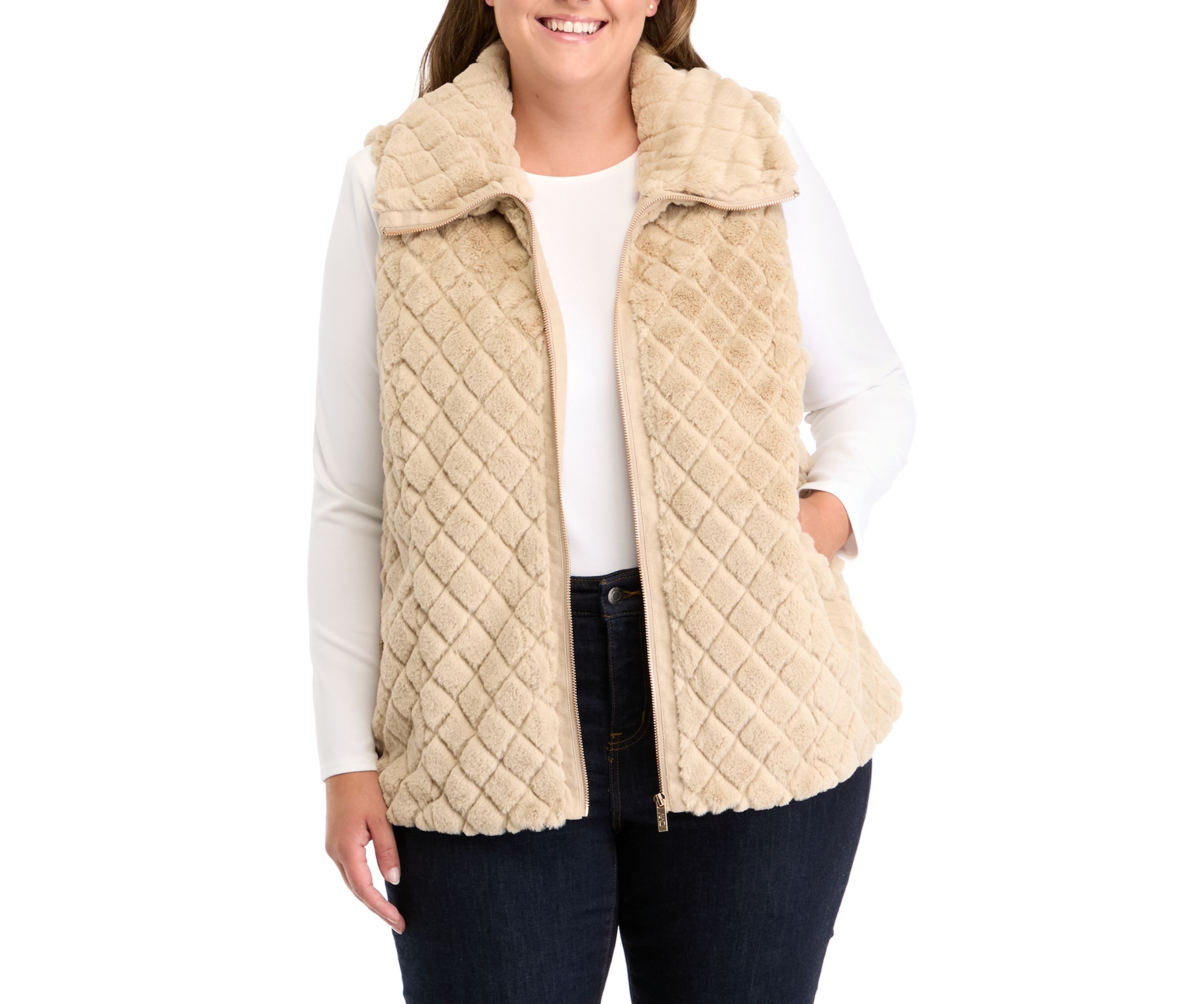 Plus Size Faux Fur Vest