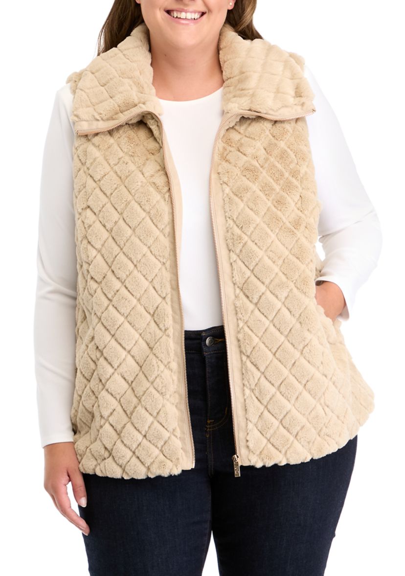 Plus Size Faux Fur Vest