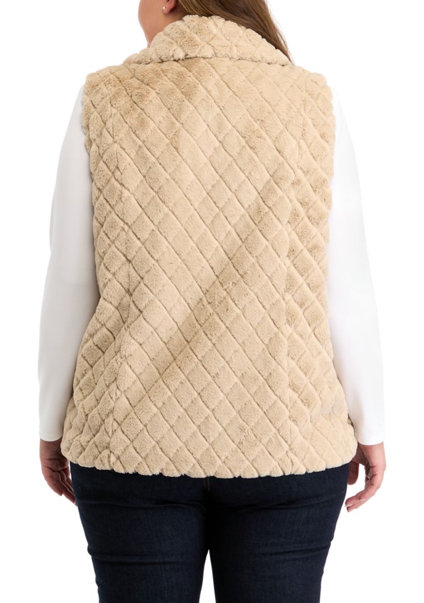 Plus Size Faux Fur Vest