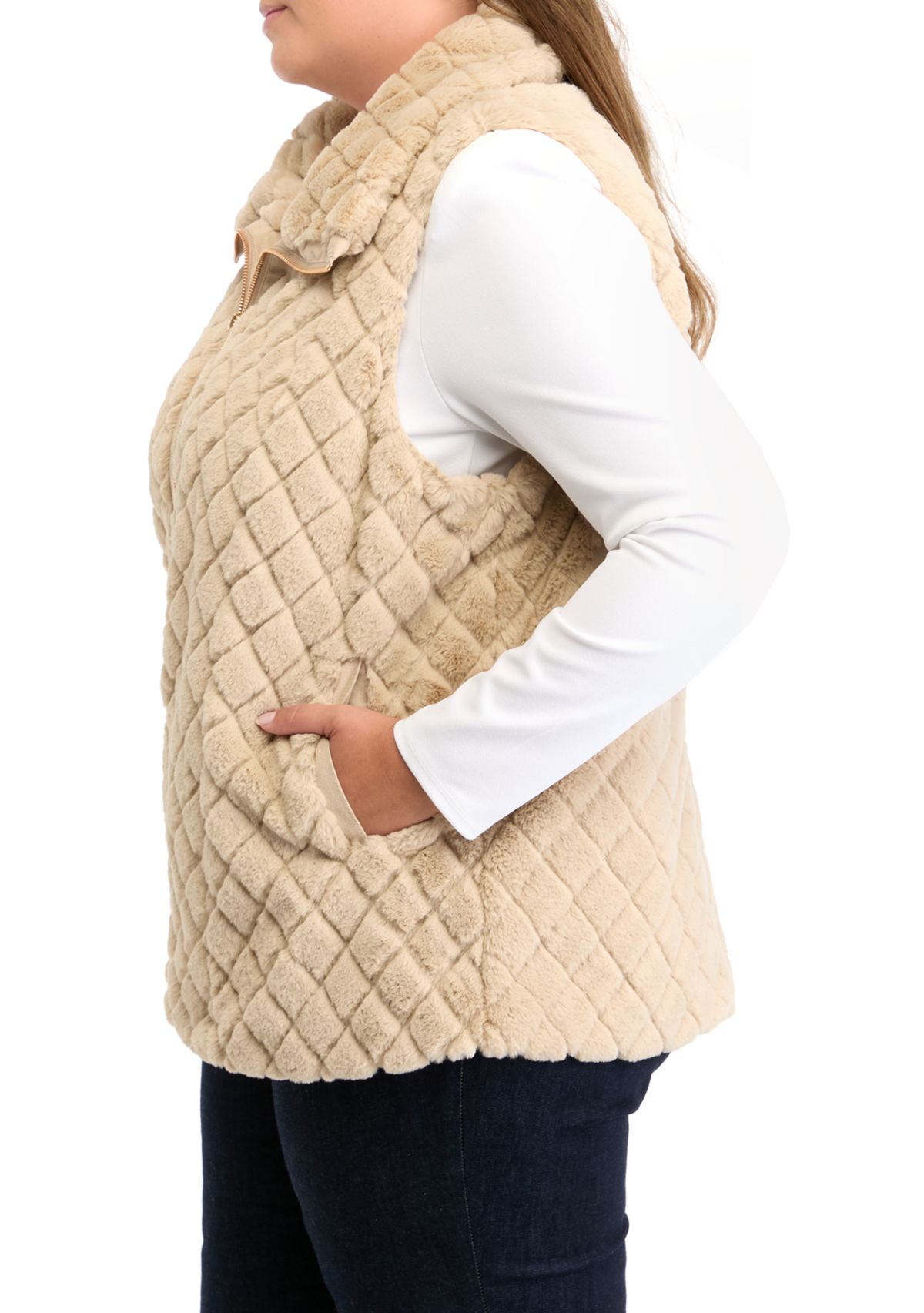 Plus Size Faux Fur Vest