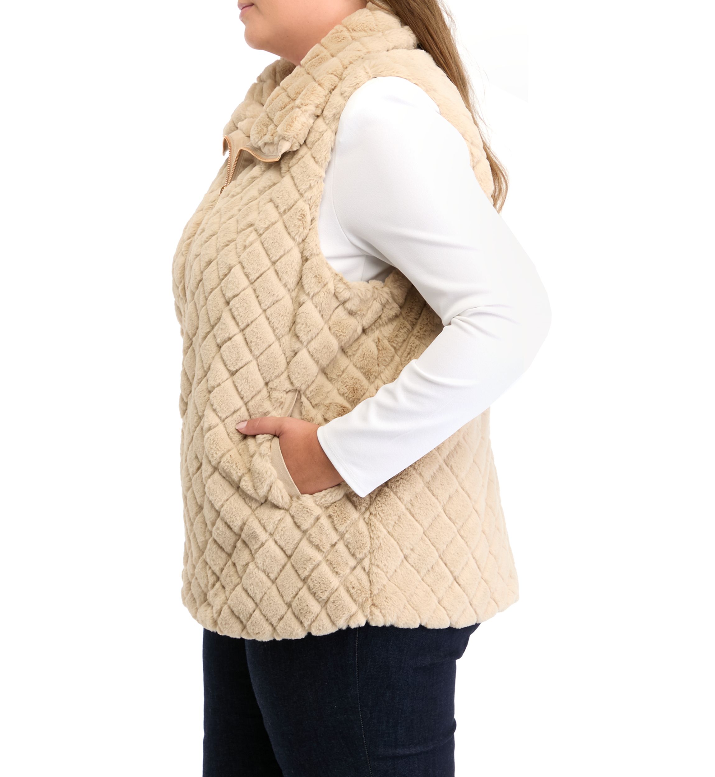 Plus Size Faux Fur Vest