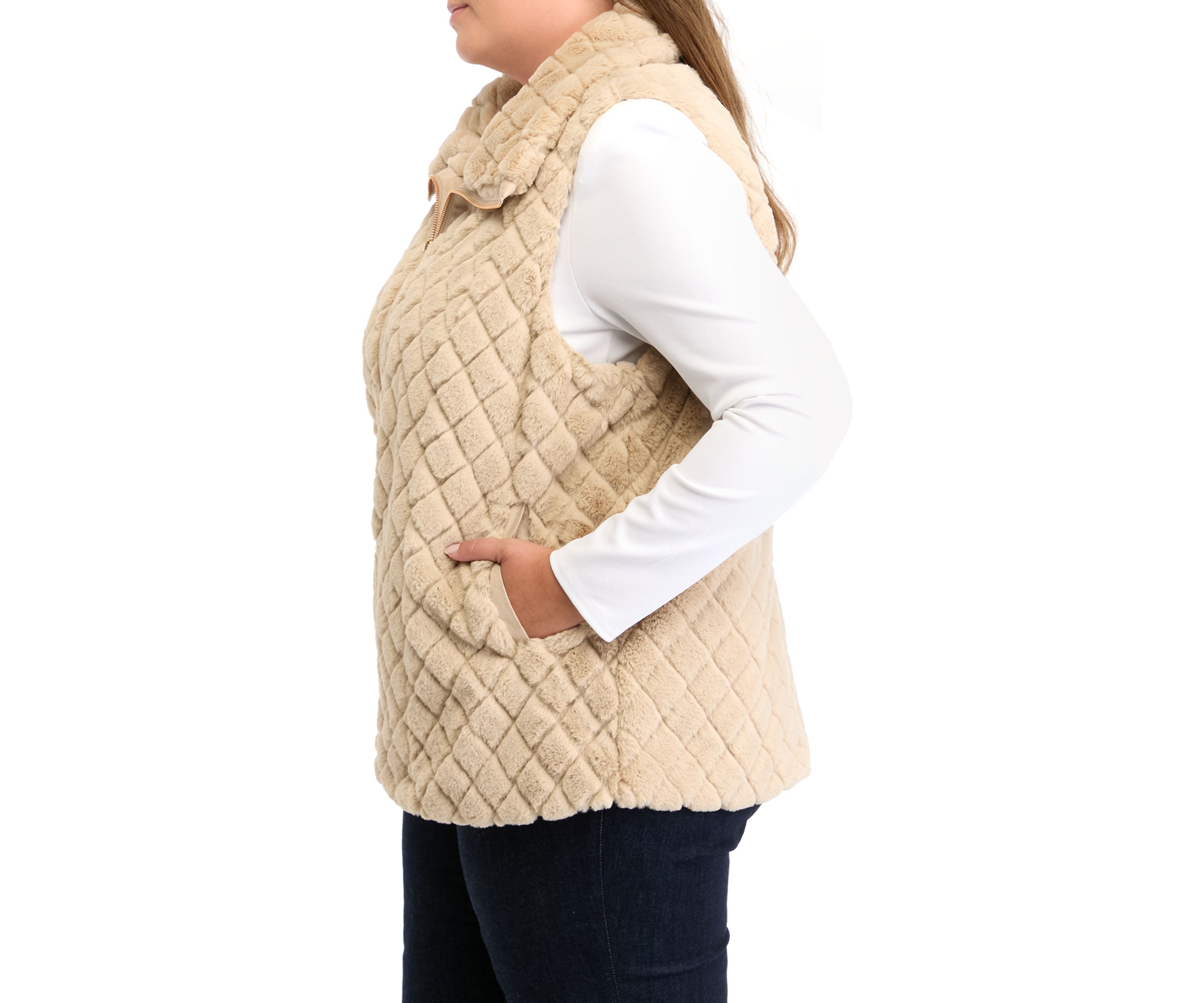 Plus Size Faux Fur Vest
