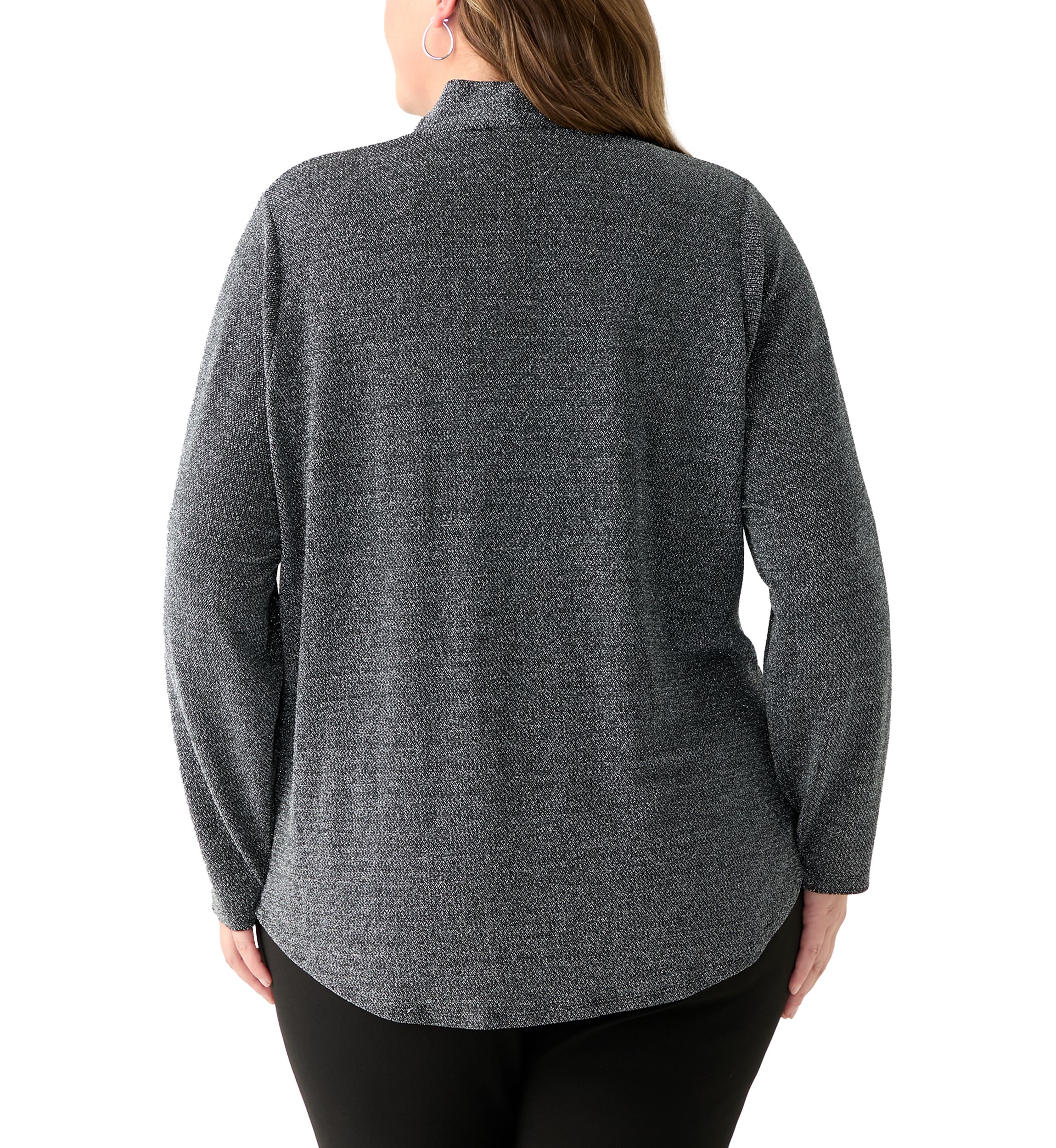 Plus Size Long Sleeve Cowl Knit Pullover 