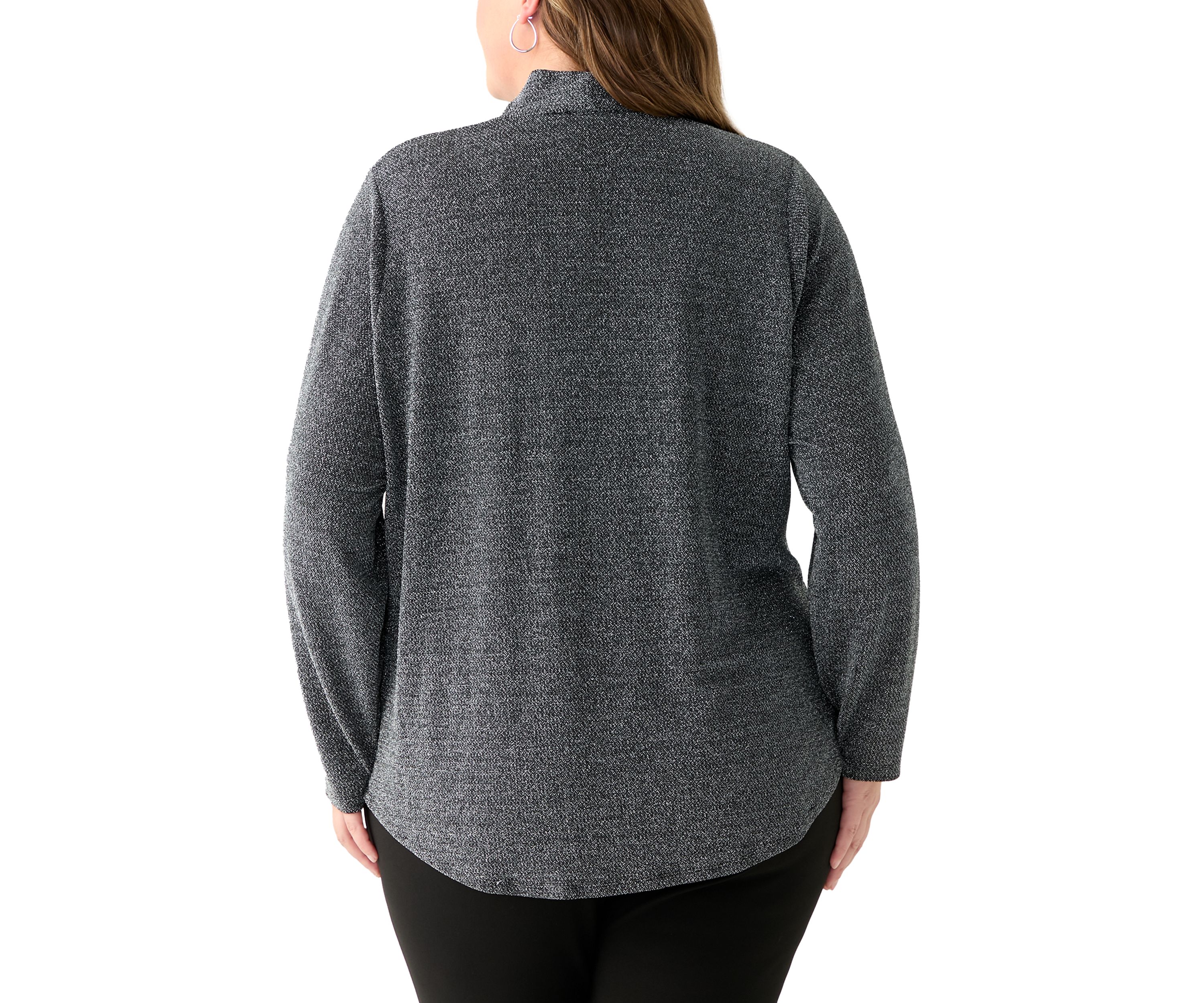 Plus Size Long Sleeve Cowl Knit Pullover 