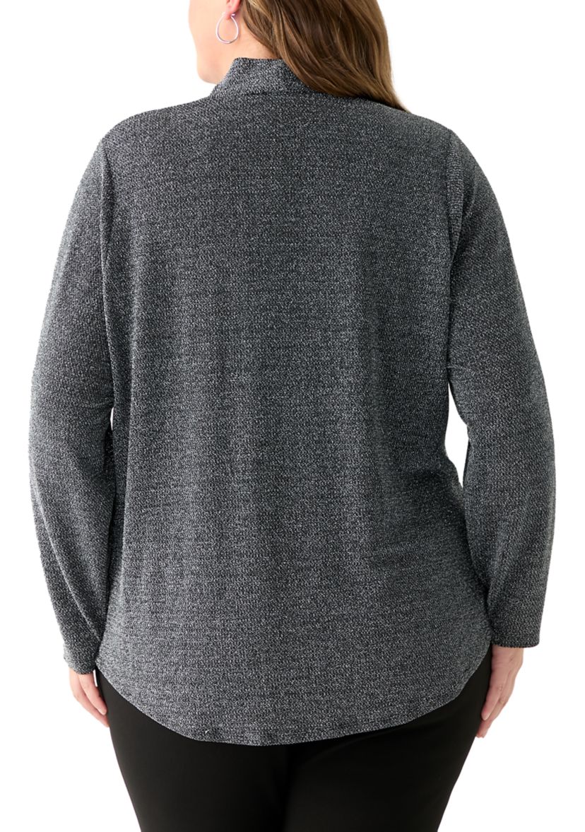 Plus Size Long Sleeve Cowl Knit Pullover 