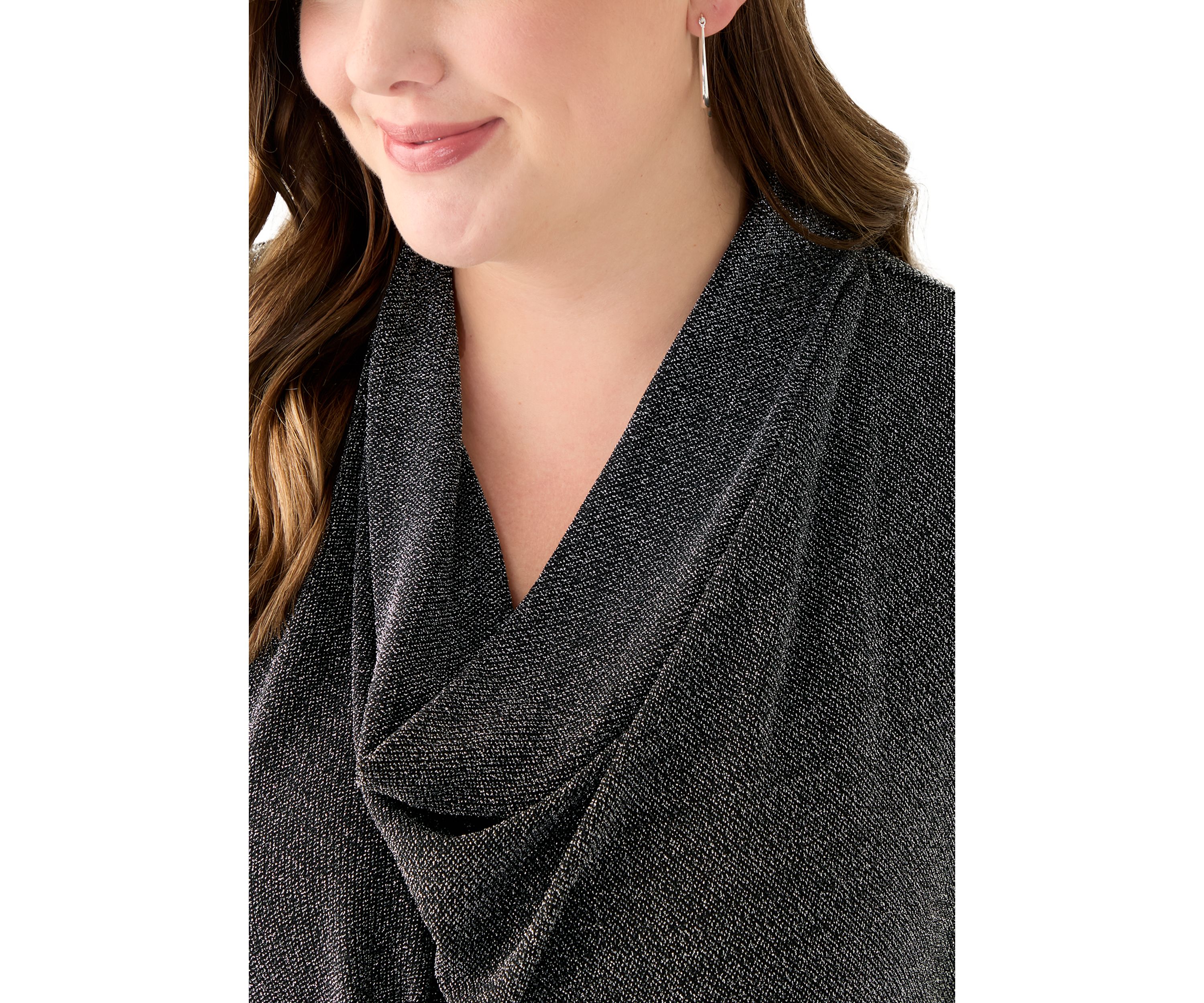 Plus Size Long Sleeve Cowl Knit Pullover 
