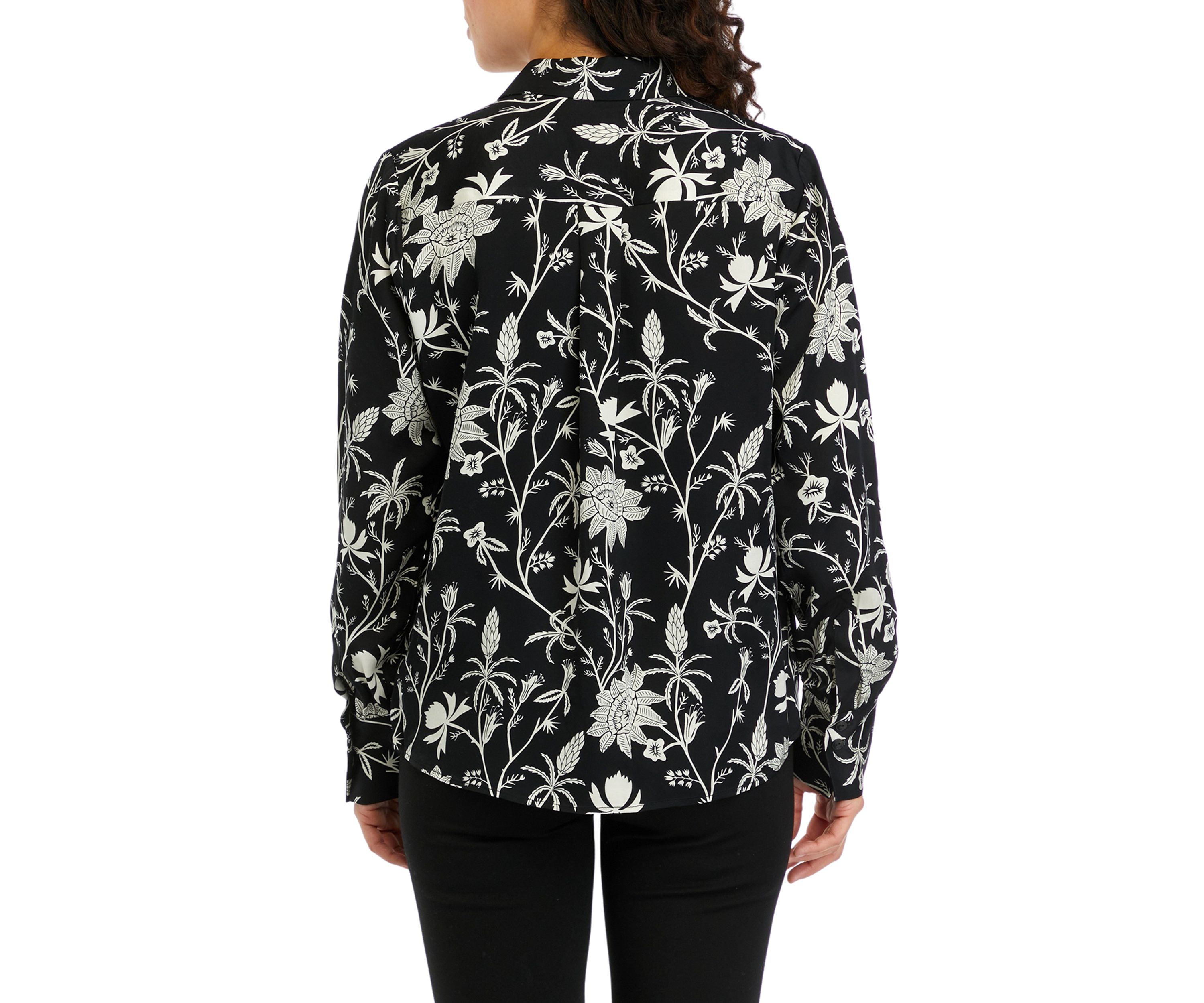 Petite Long Sleeve Collared Button Down Shirt 