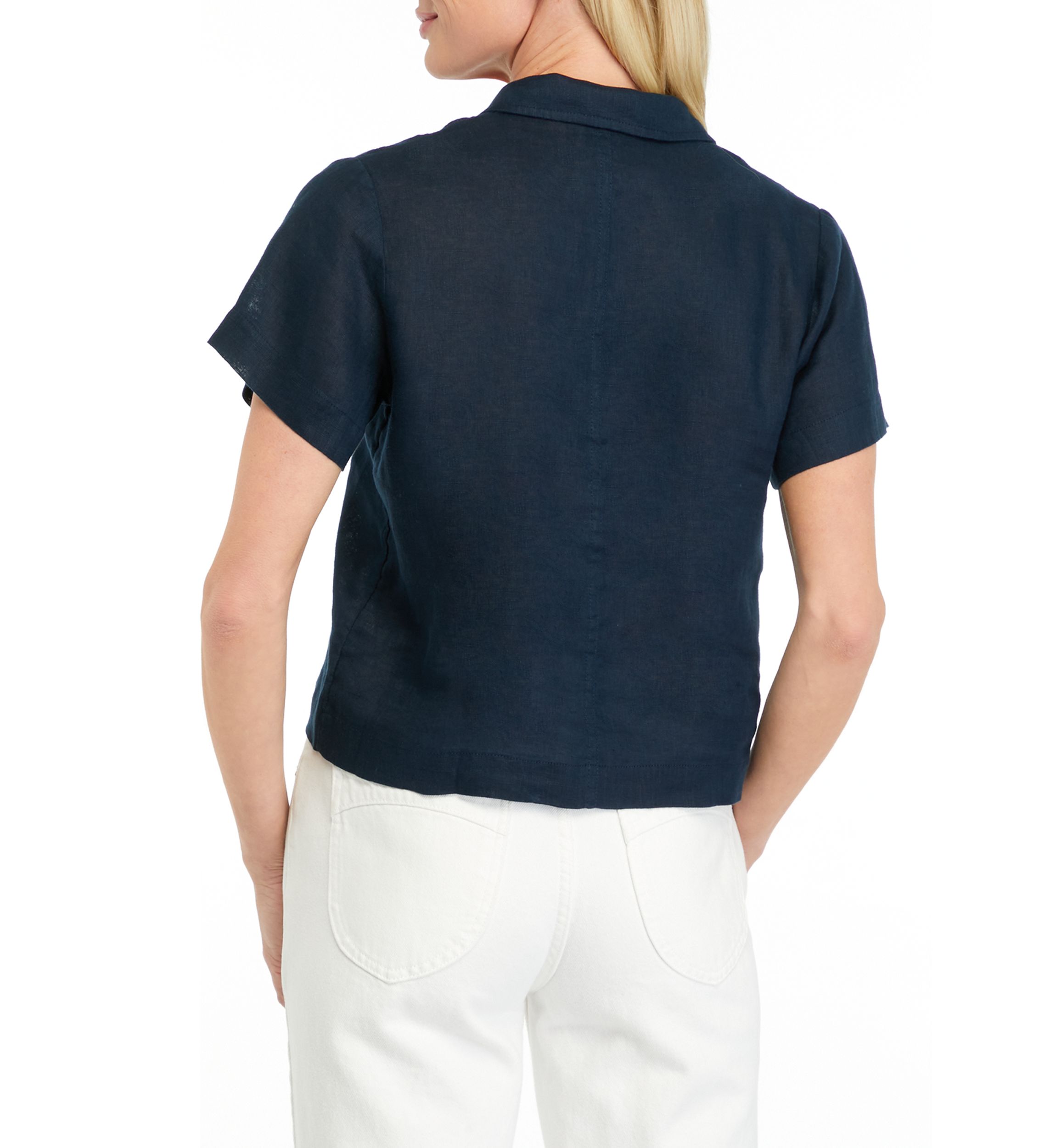 Petite Short Sleeve Linen Camp Shirt