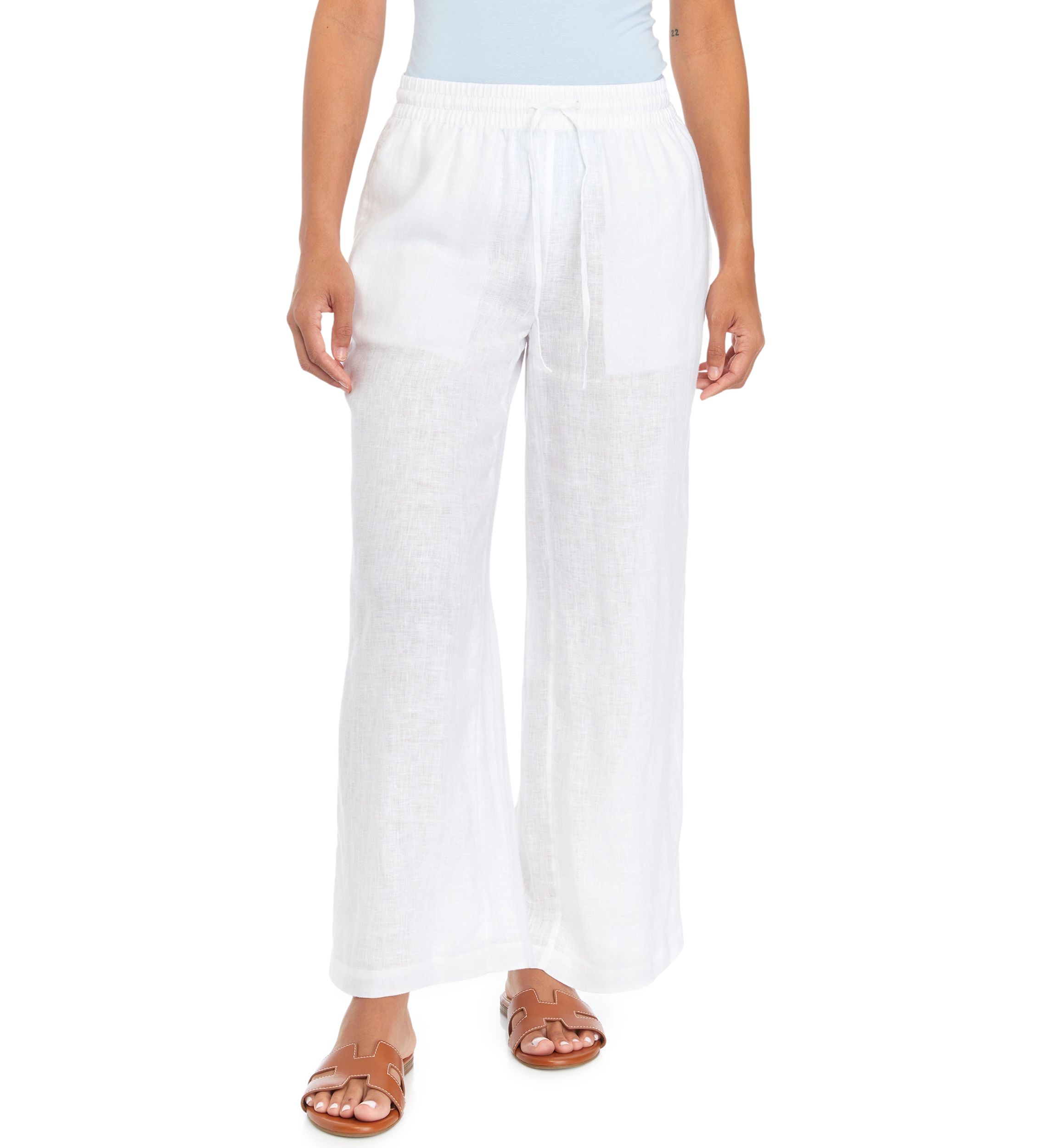 Petite Pull On Linen Pants
