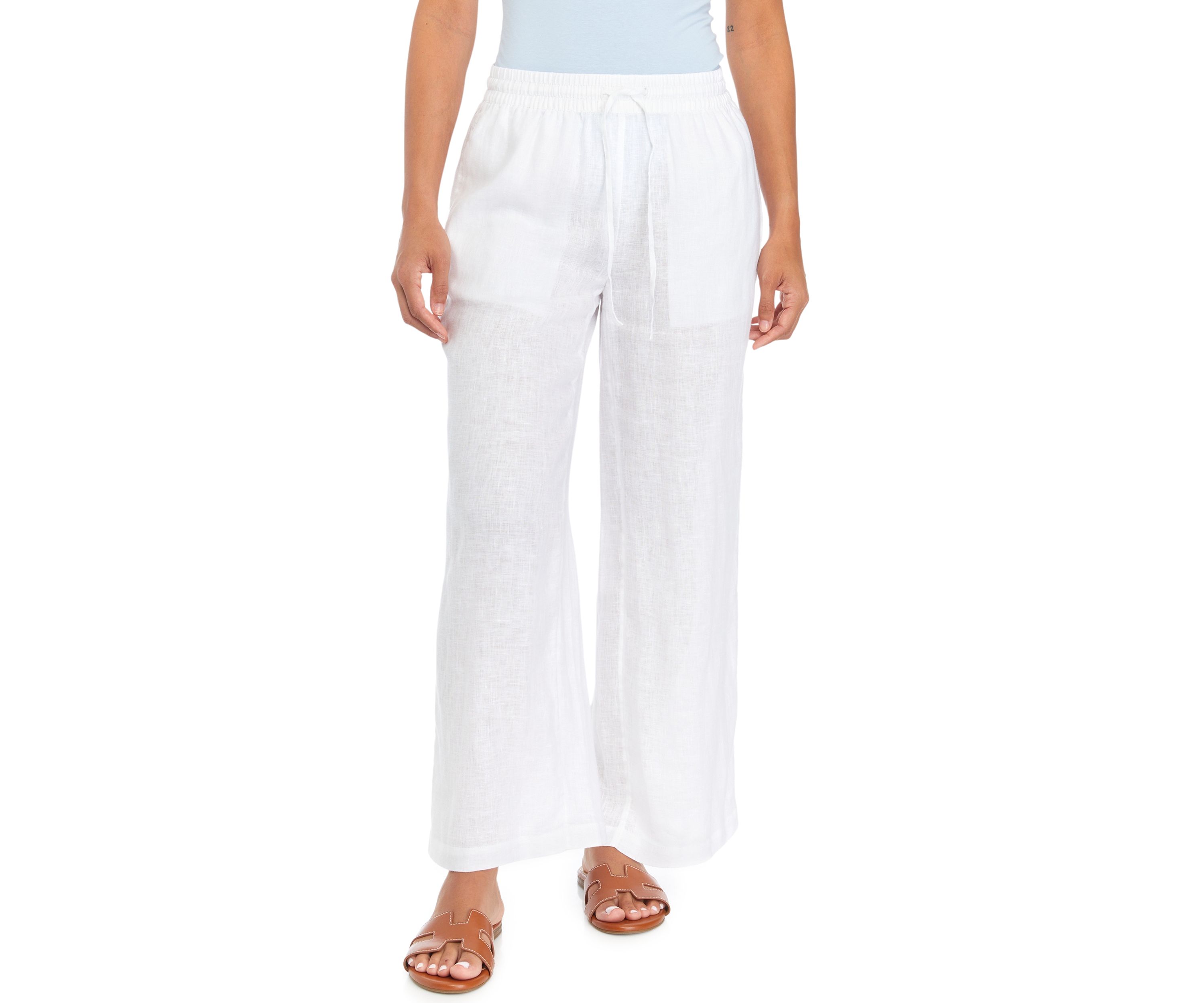 Petite Pull On Linen Pants