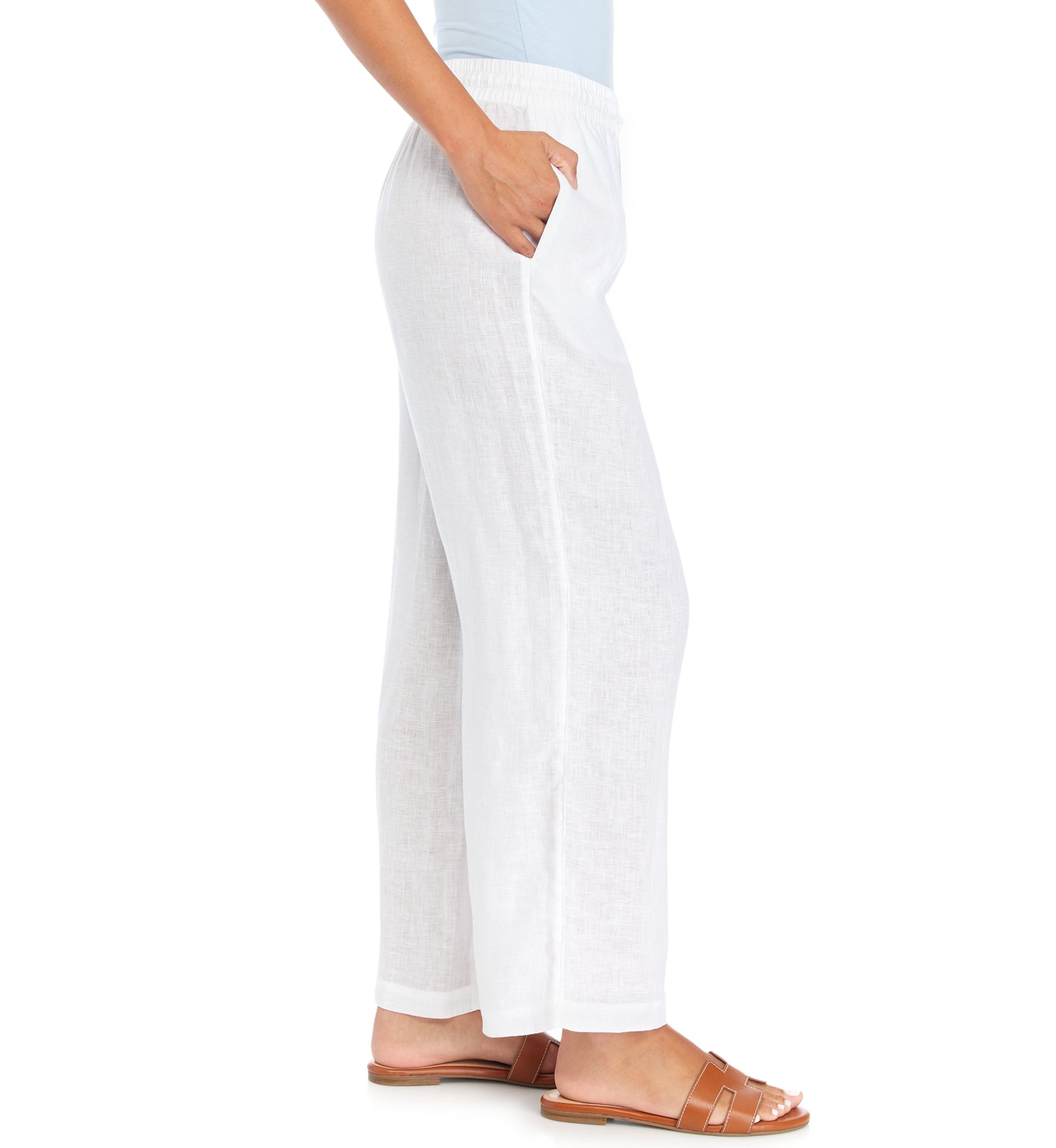 Petite Pull On Linen Pants