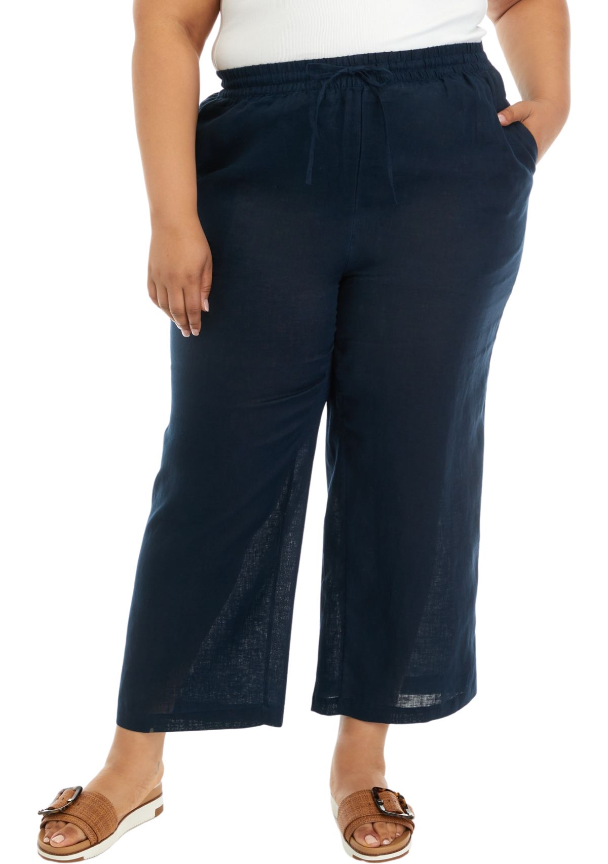 Plus Size Pull On Linen Pants