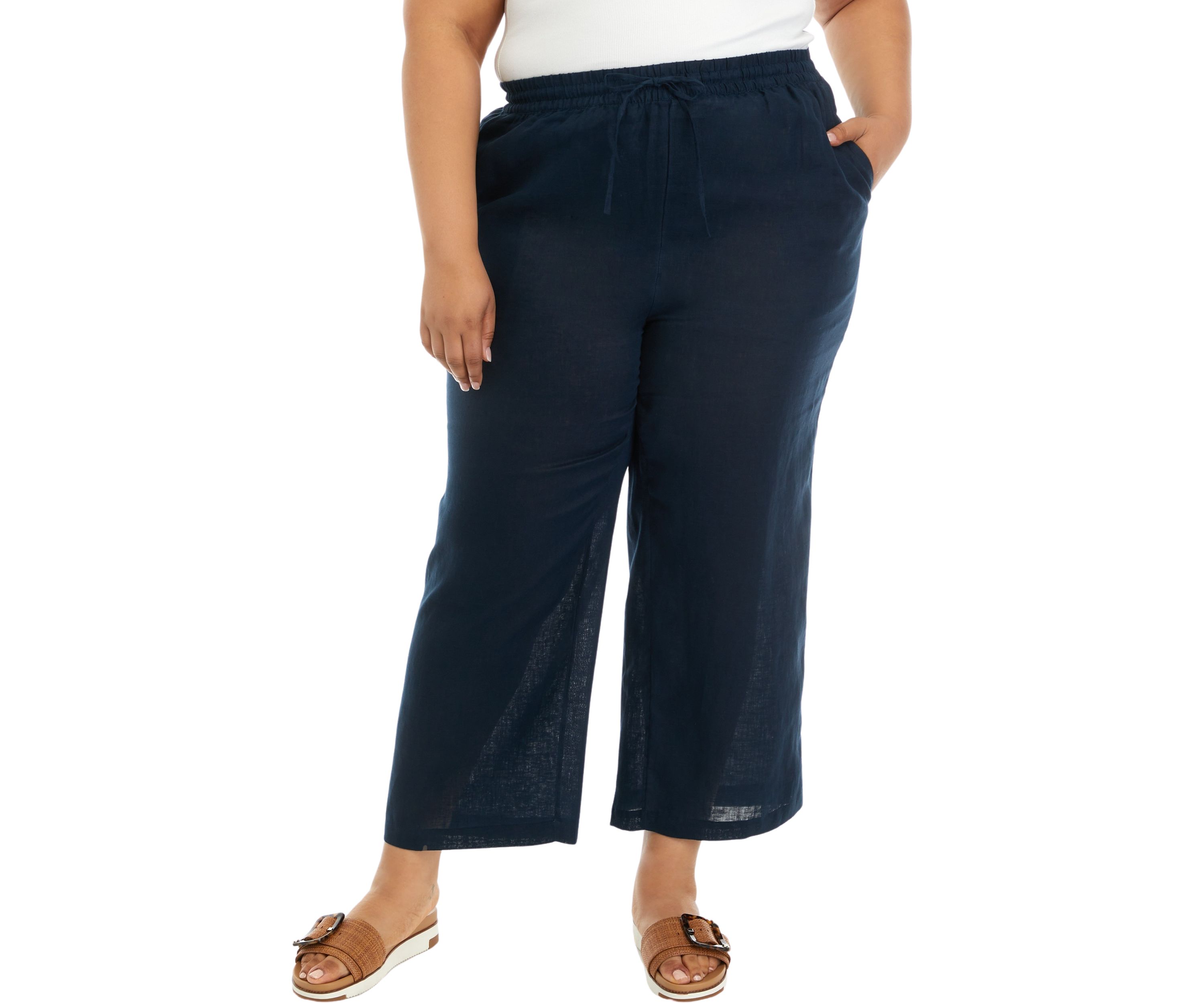 Plus Size Pull On Linen Pants