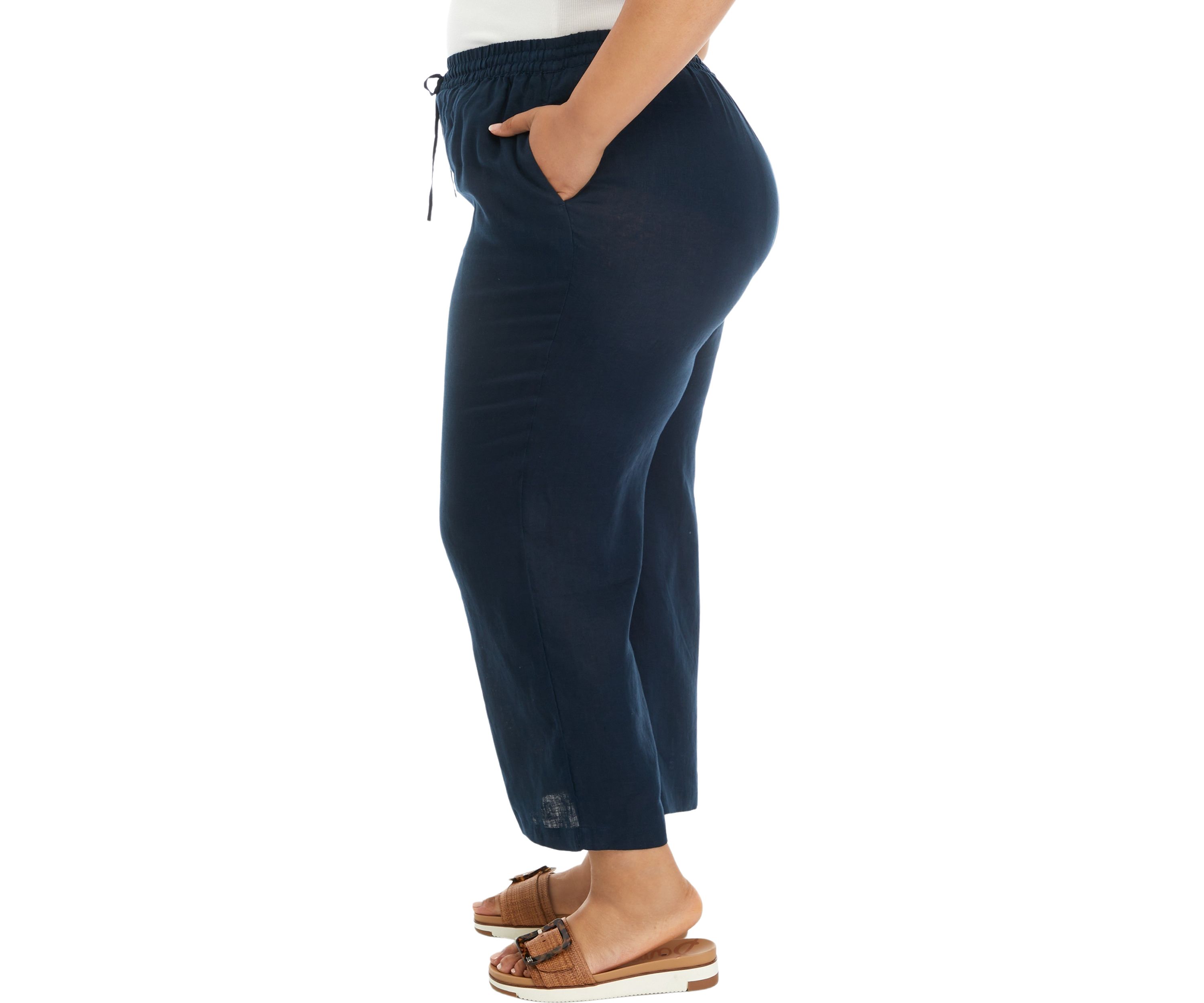 Plus Size Pull On Linen Pants