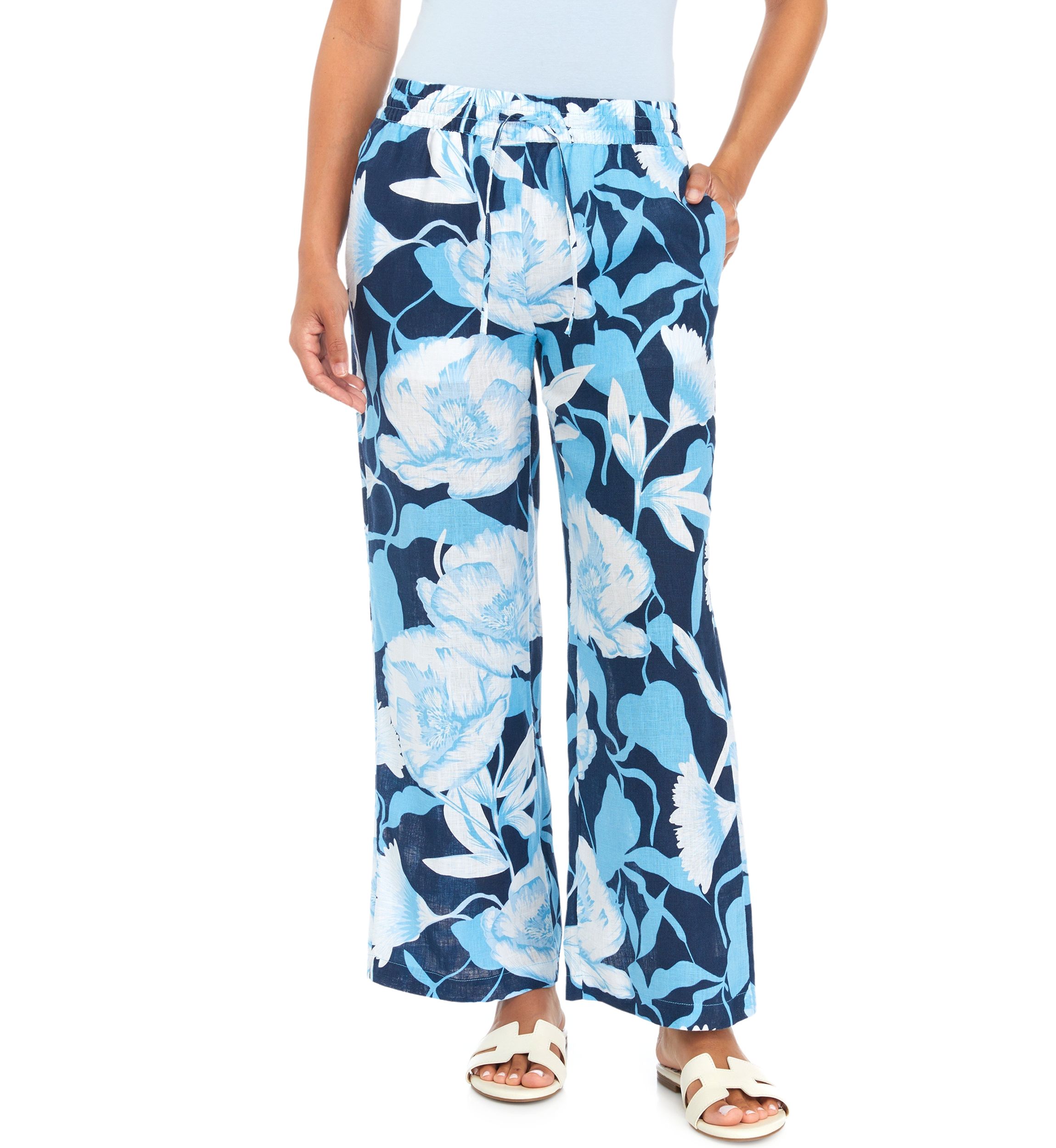 Petite Pull On Linen Pants