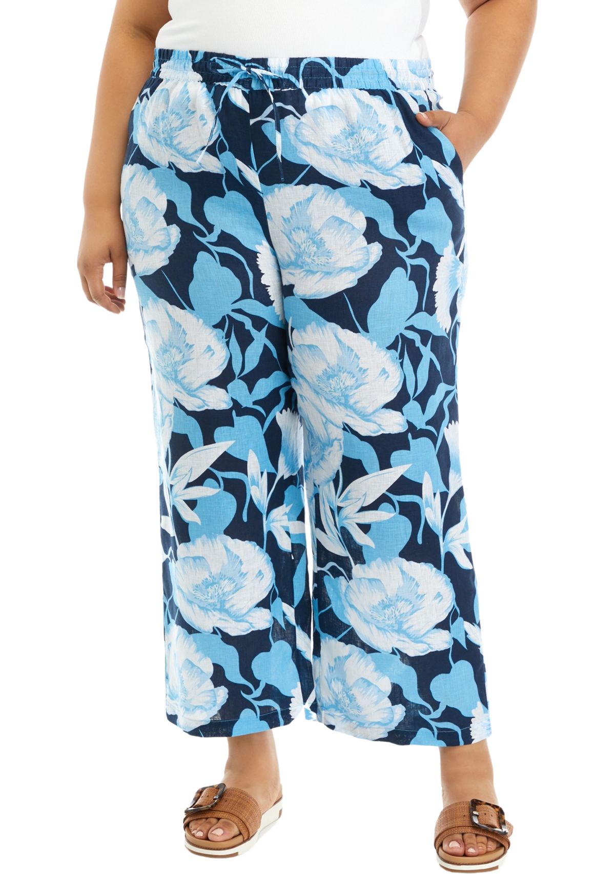 Plus Size Pull On Linen Pants 