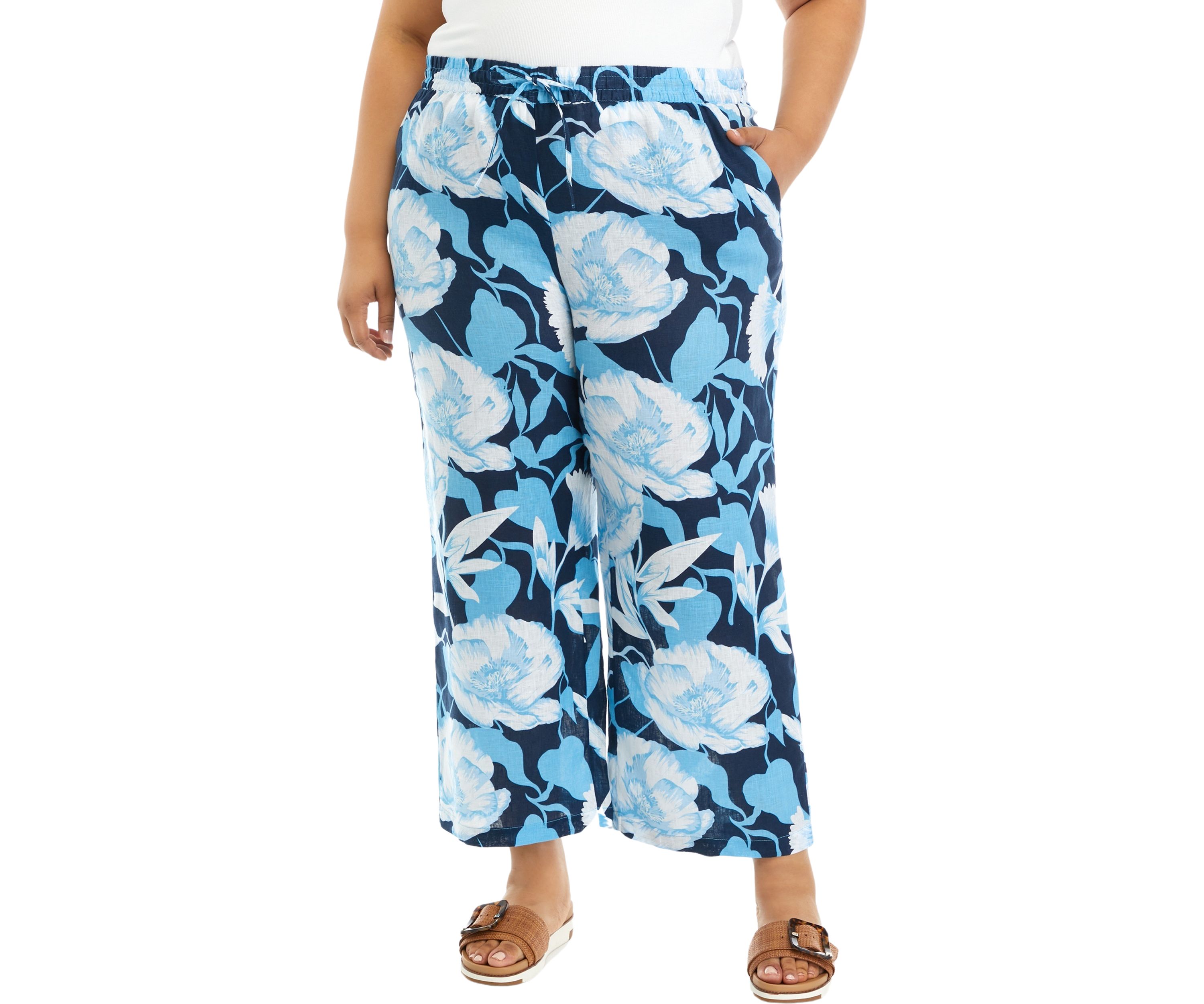 Plus Size Pull On Linen Pants 