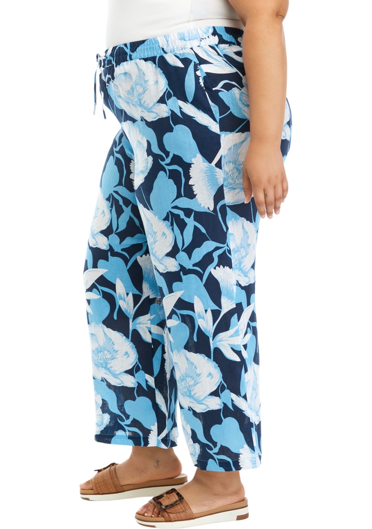 Plus Size Pull On Linen Pants 