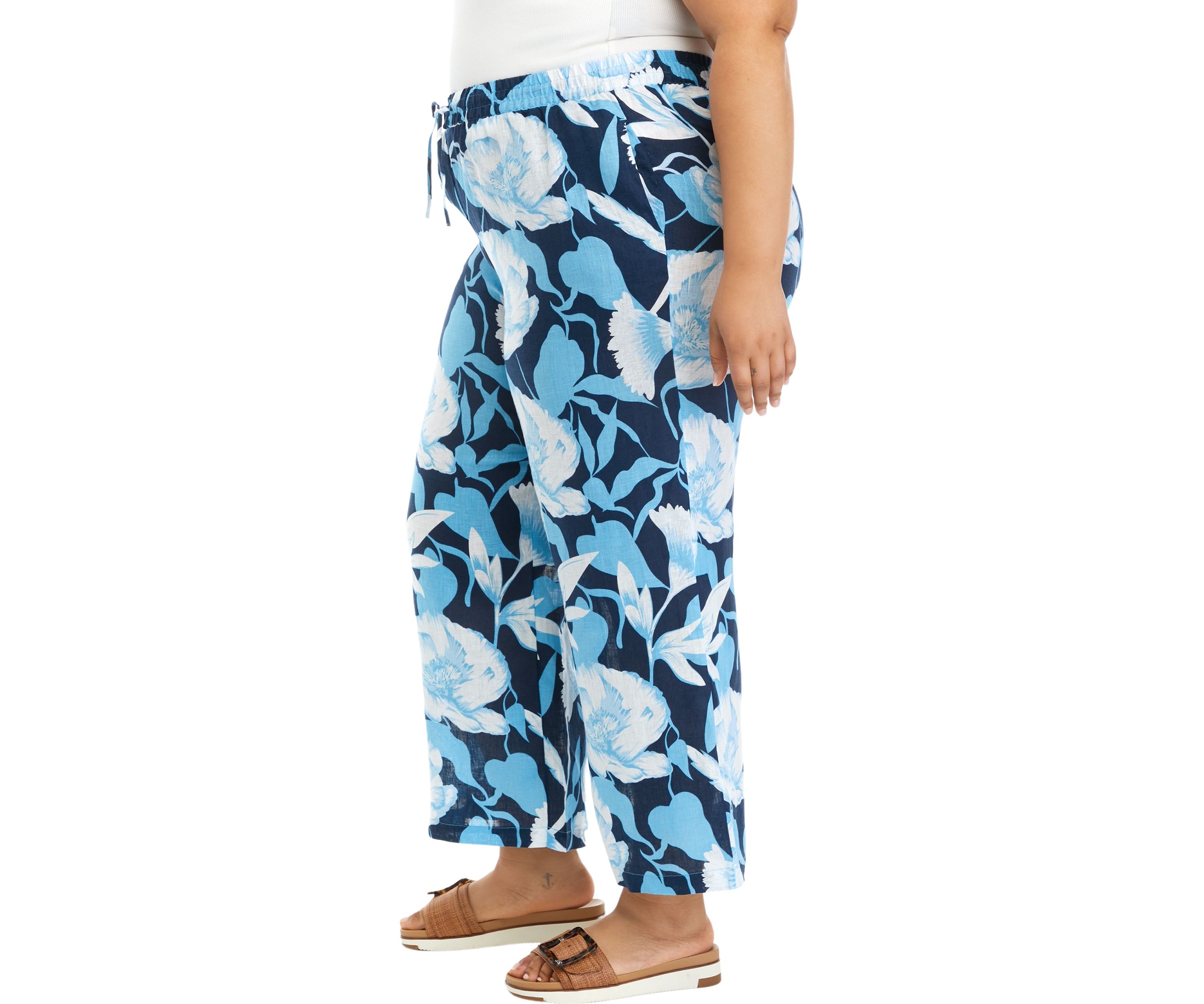 Plus Size Pull On Linen Pants 