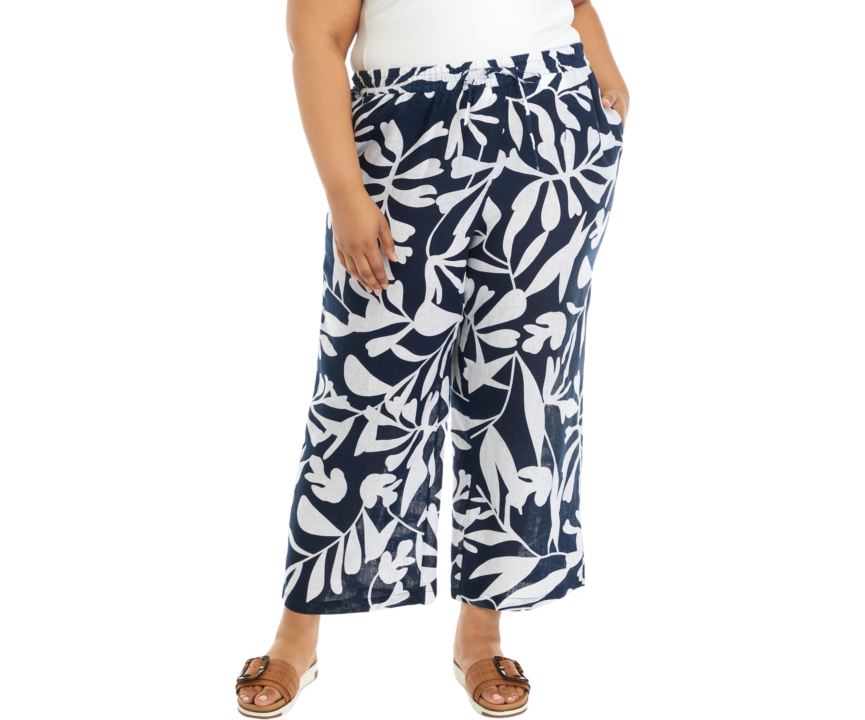 Plus Size Pull On Linen Pants