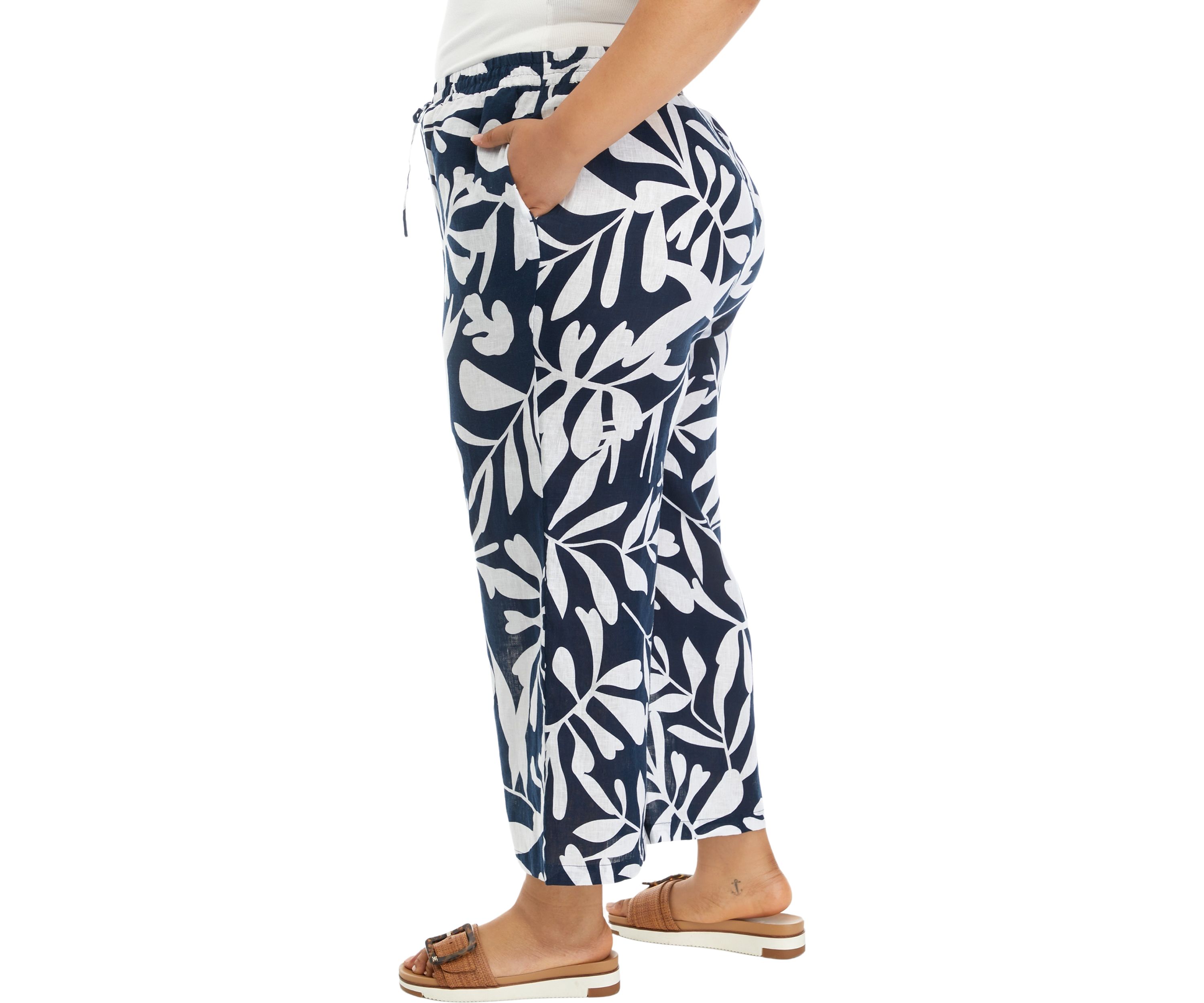 Plus Size Pull On Linen Pants
