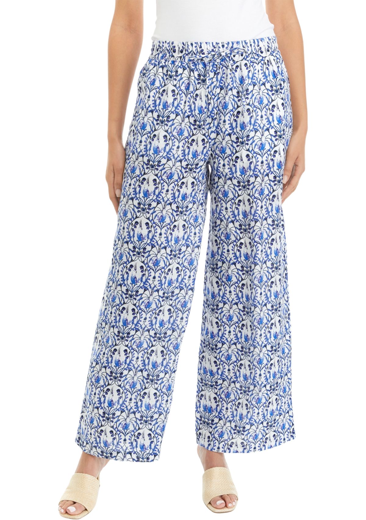 Womens Printed Linen Pants