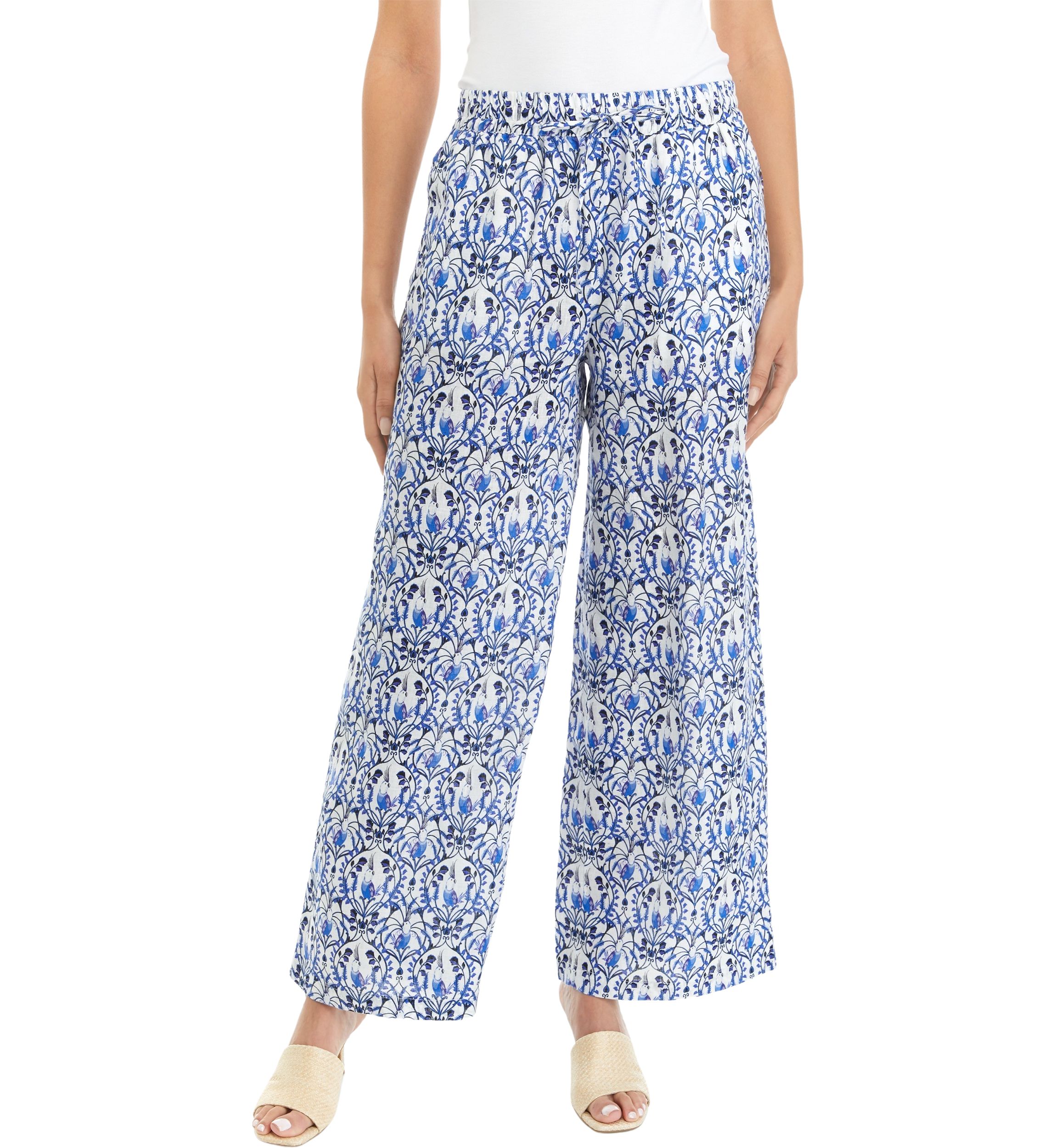 Womens Printed Linen Pants