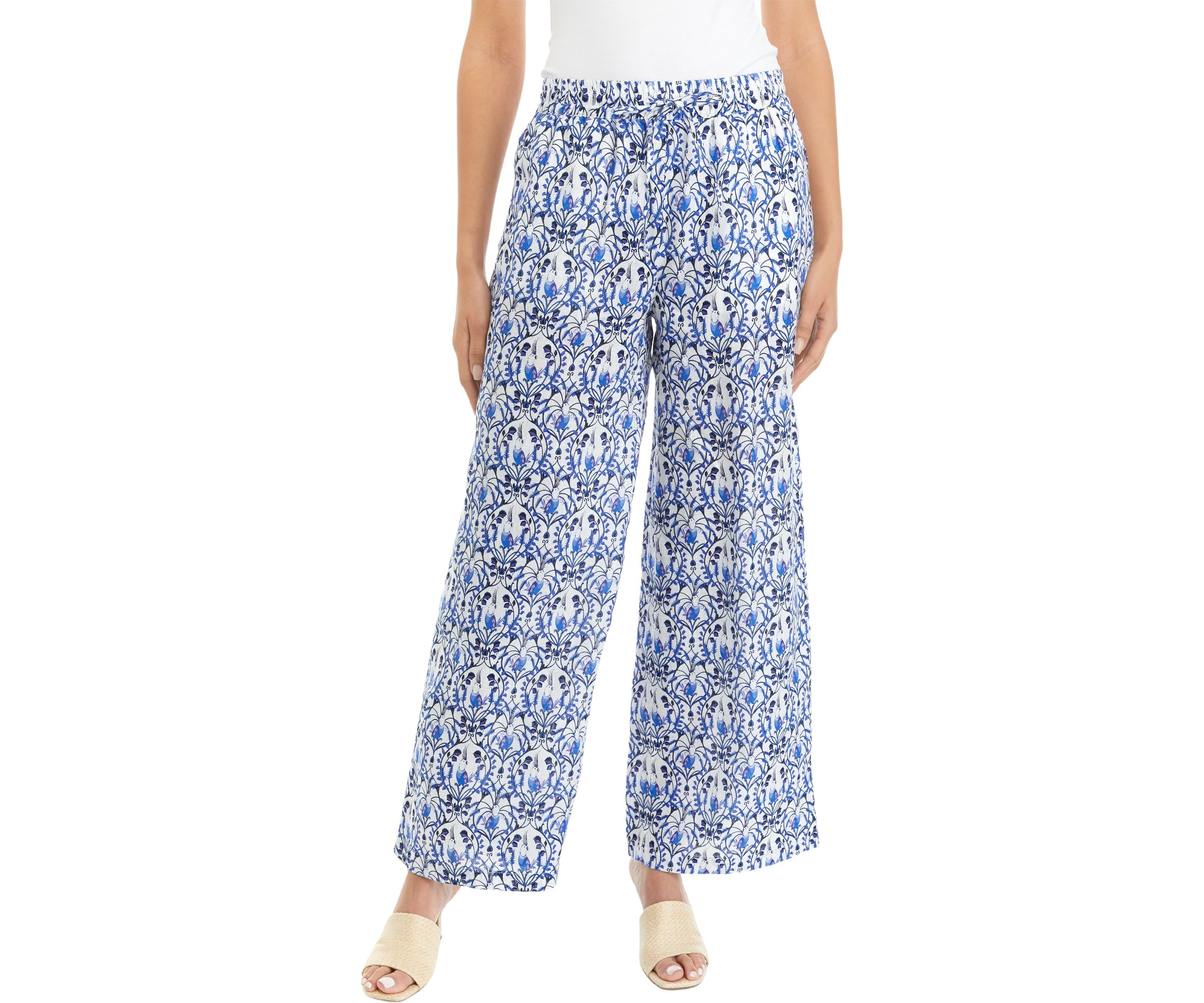 Womens Printed Linen Pants