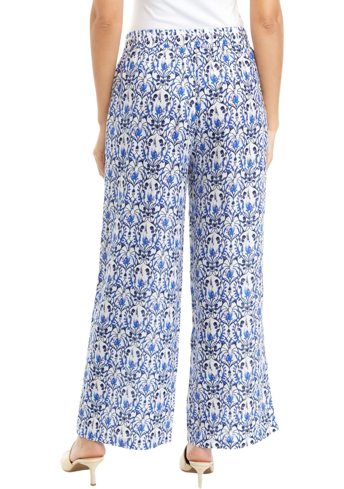 Womens Printed Linen Pants
