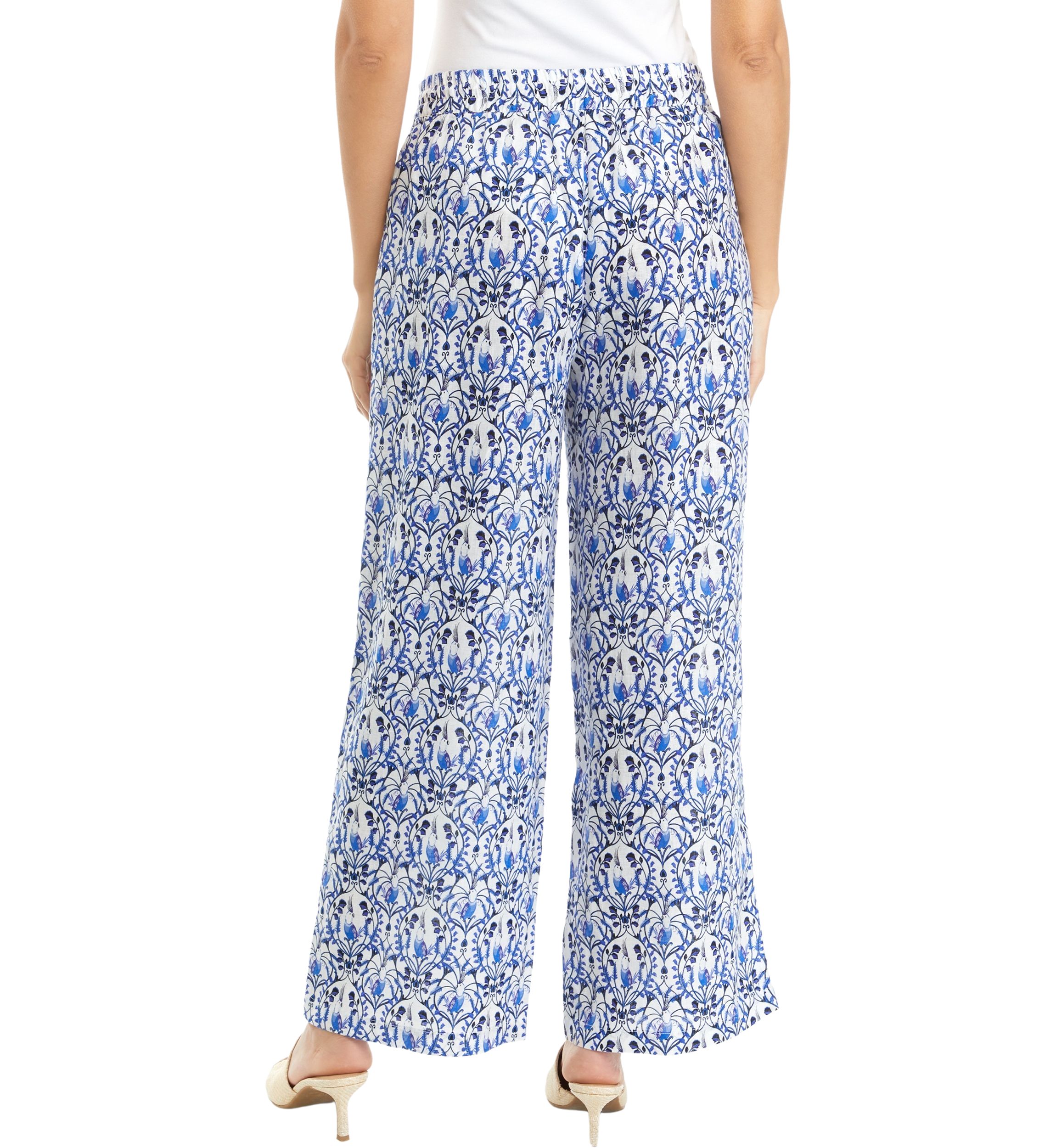 Womens Printed Linen Pants