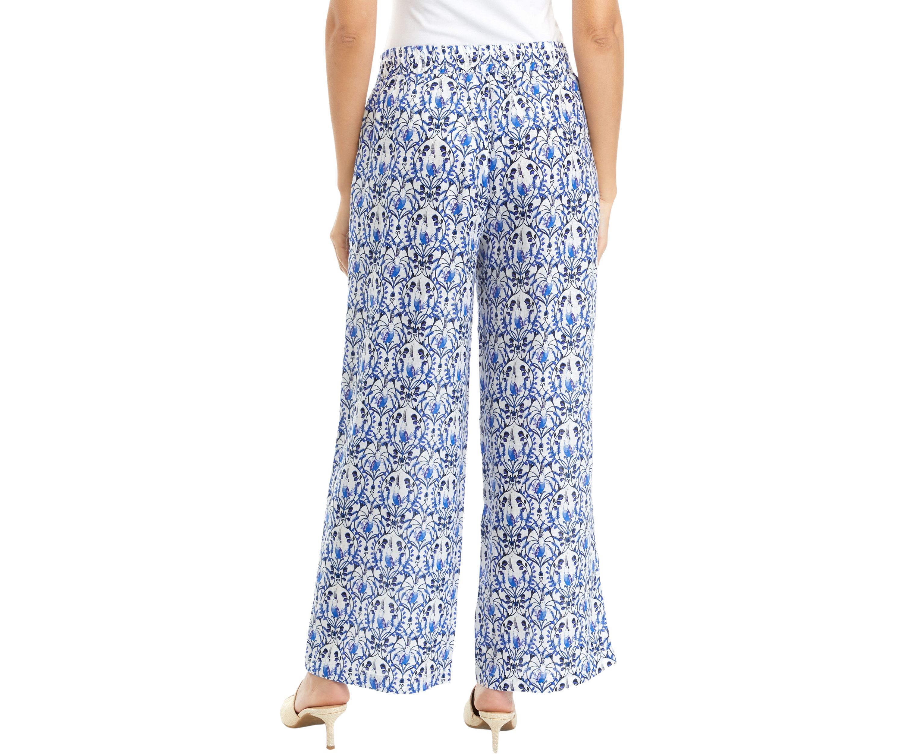 Womens Printed Linen Pants