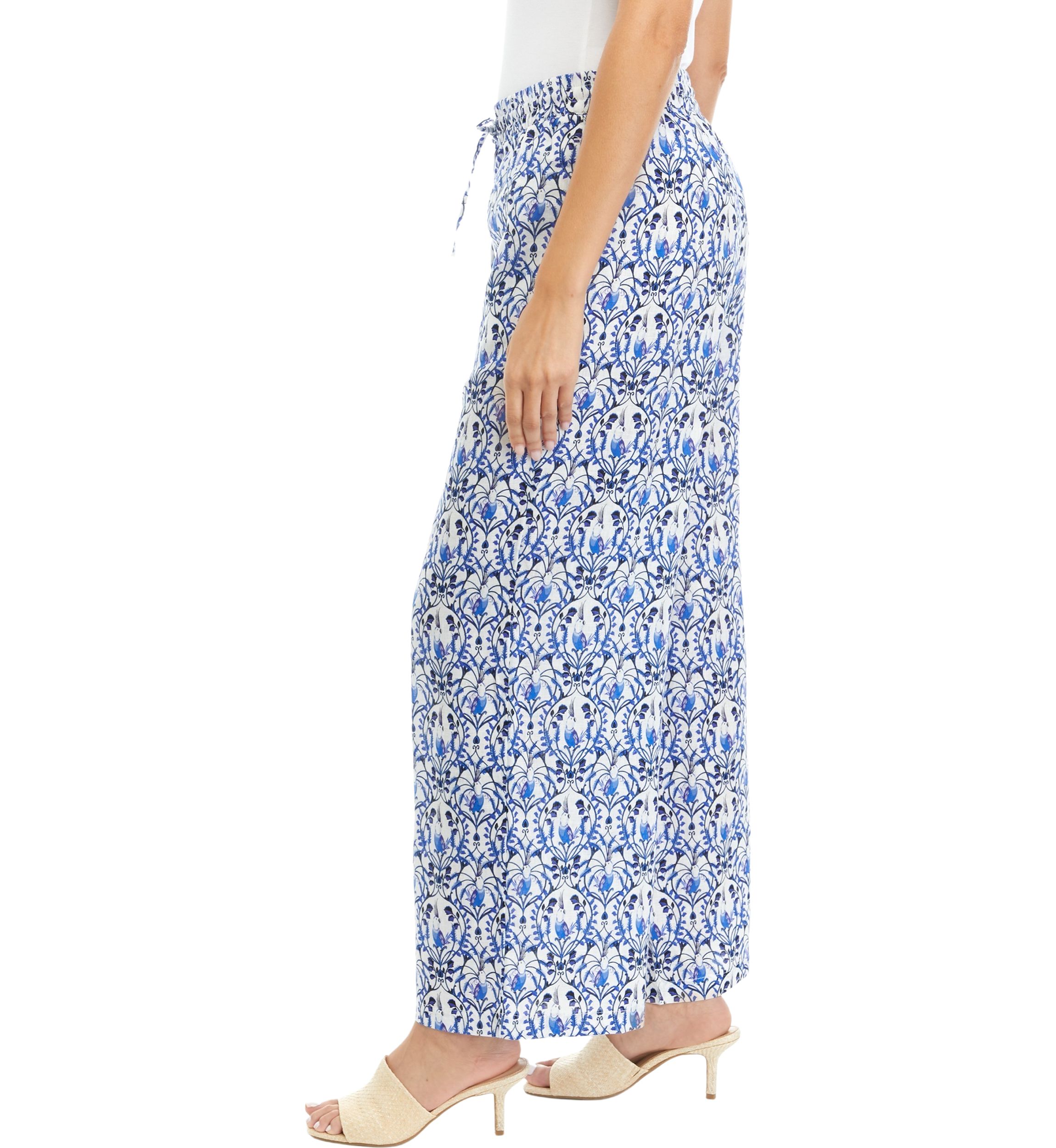 Womens Printed Linen Pants
