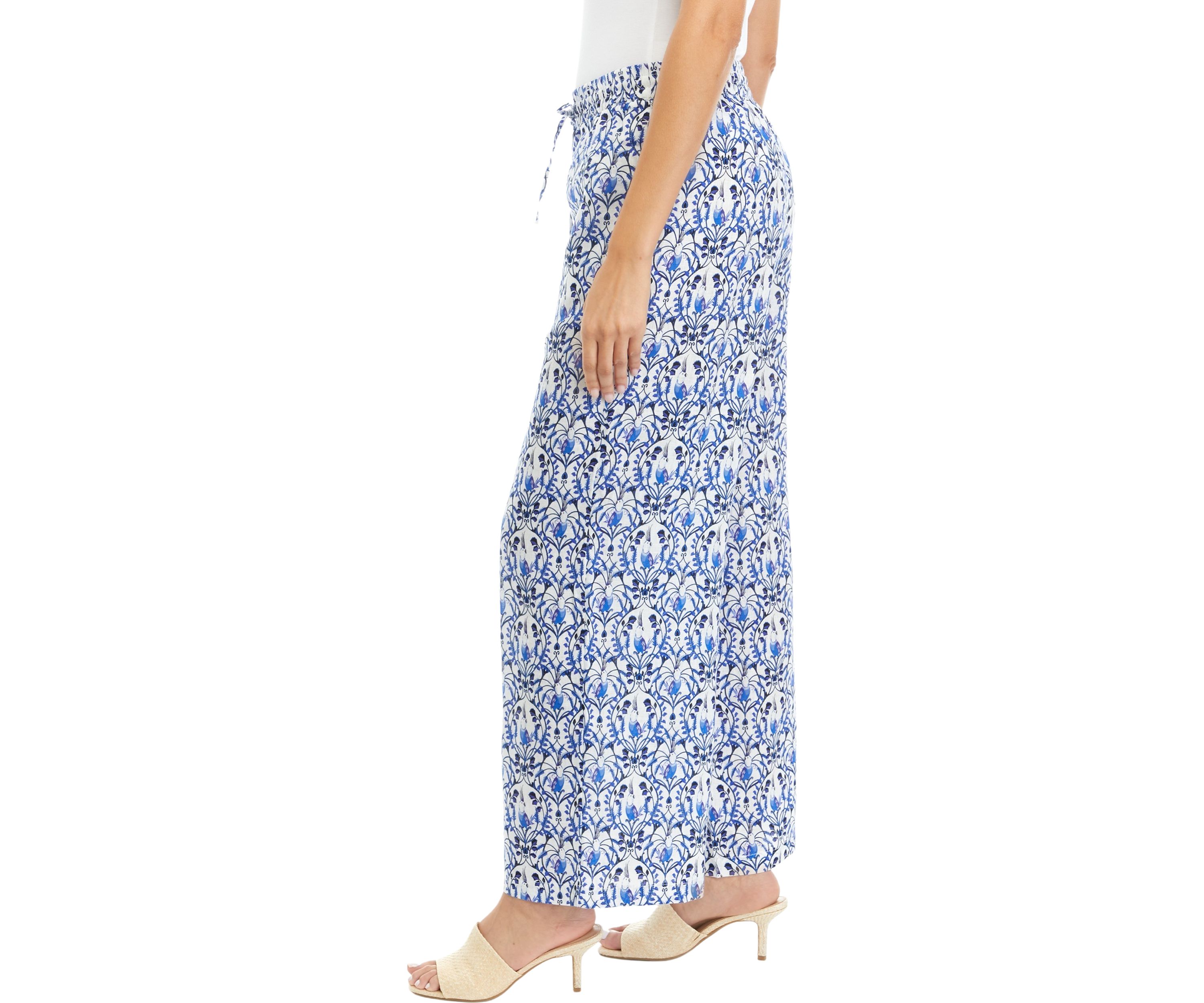 Womens Printed Linen Pants