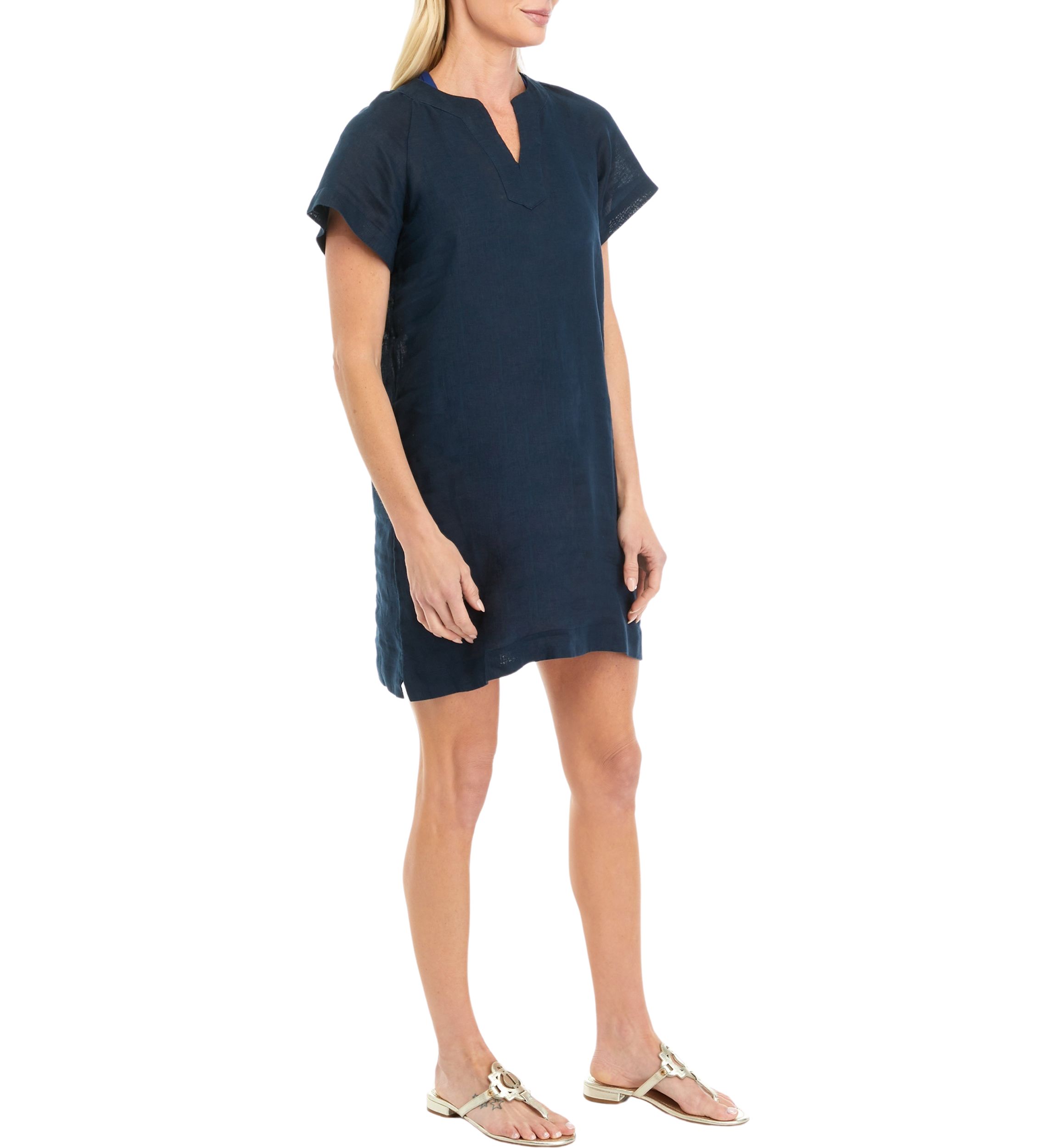 Elie Elie Tahari Petite Short Sleeve Linen Popover Dress | Belk
