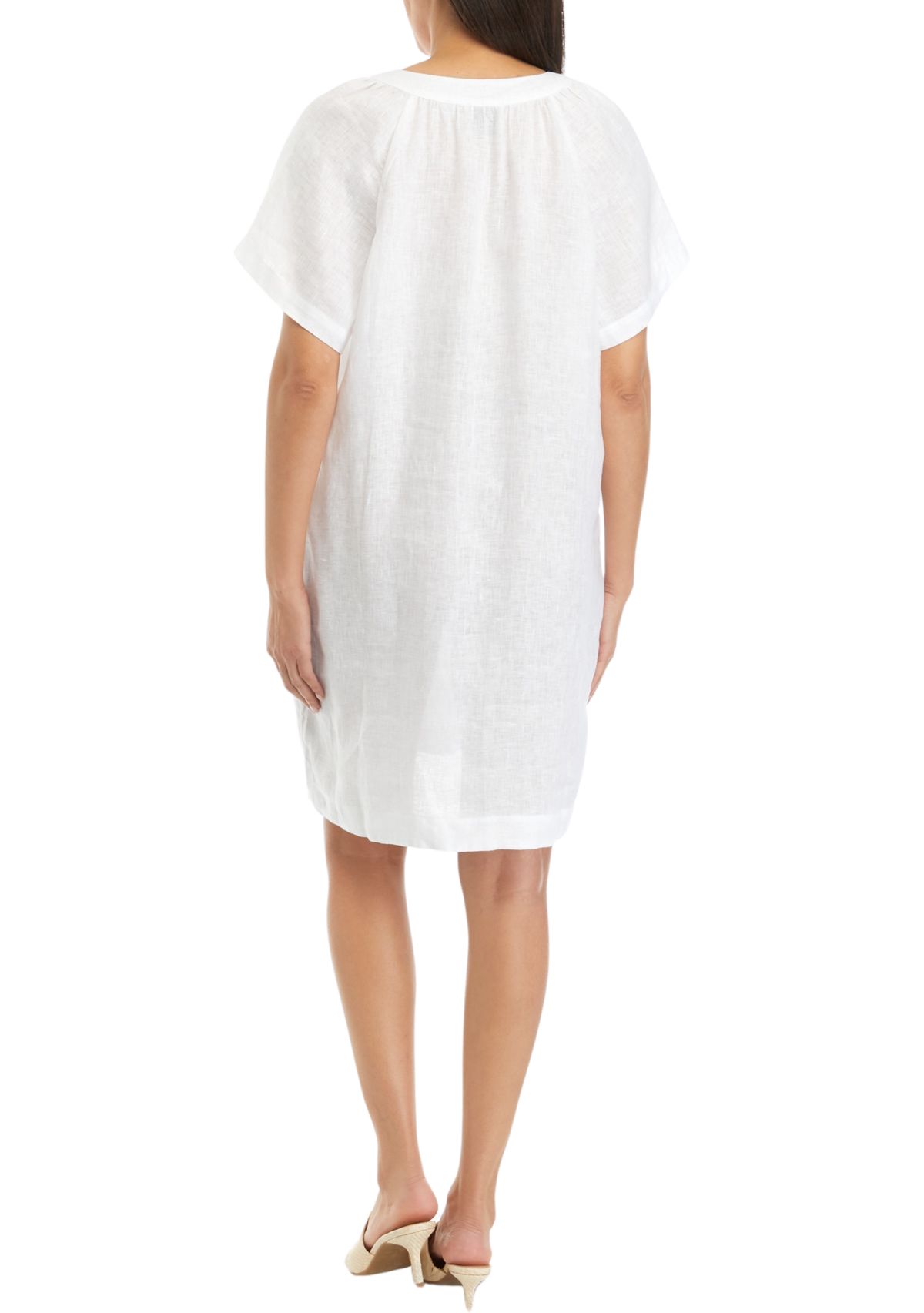 Womens Split Neck Linen Dress