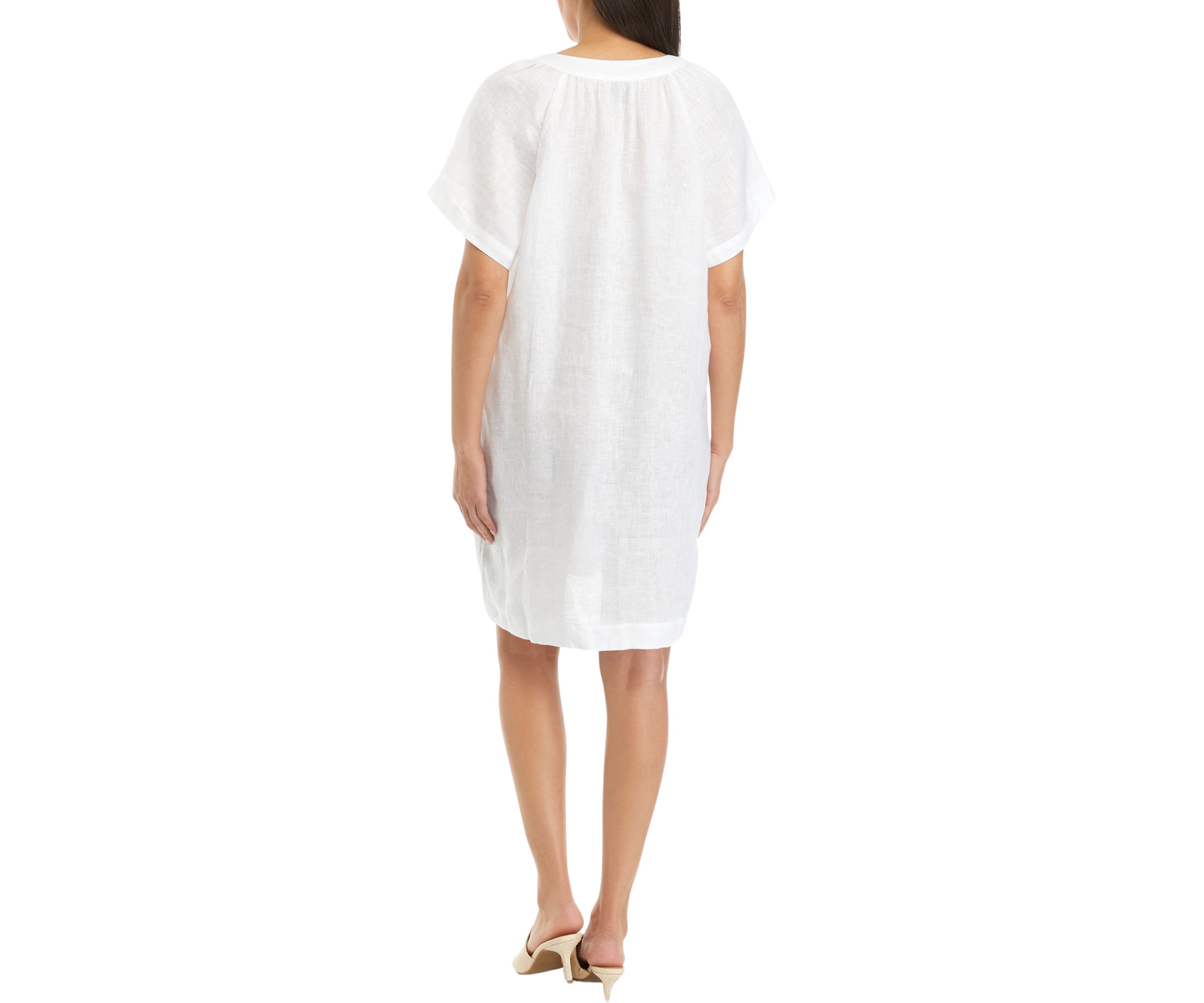 Womens Split Neck Linen Dress