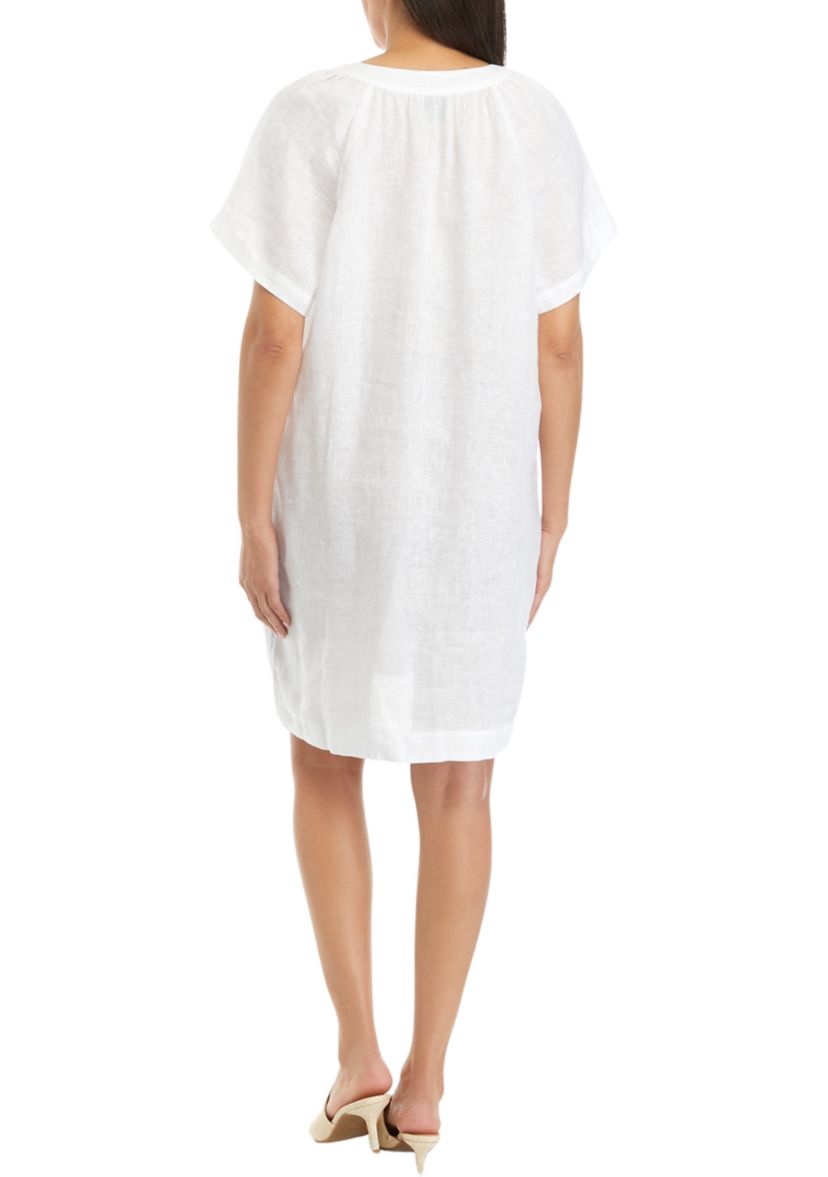 Womens Split Neck Linen Dress