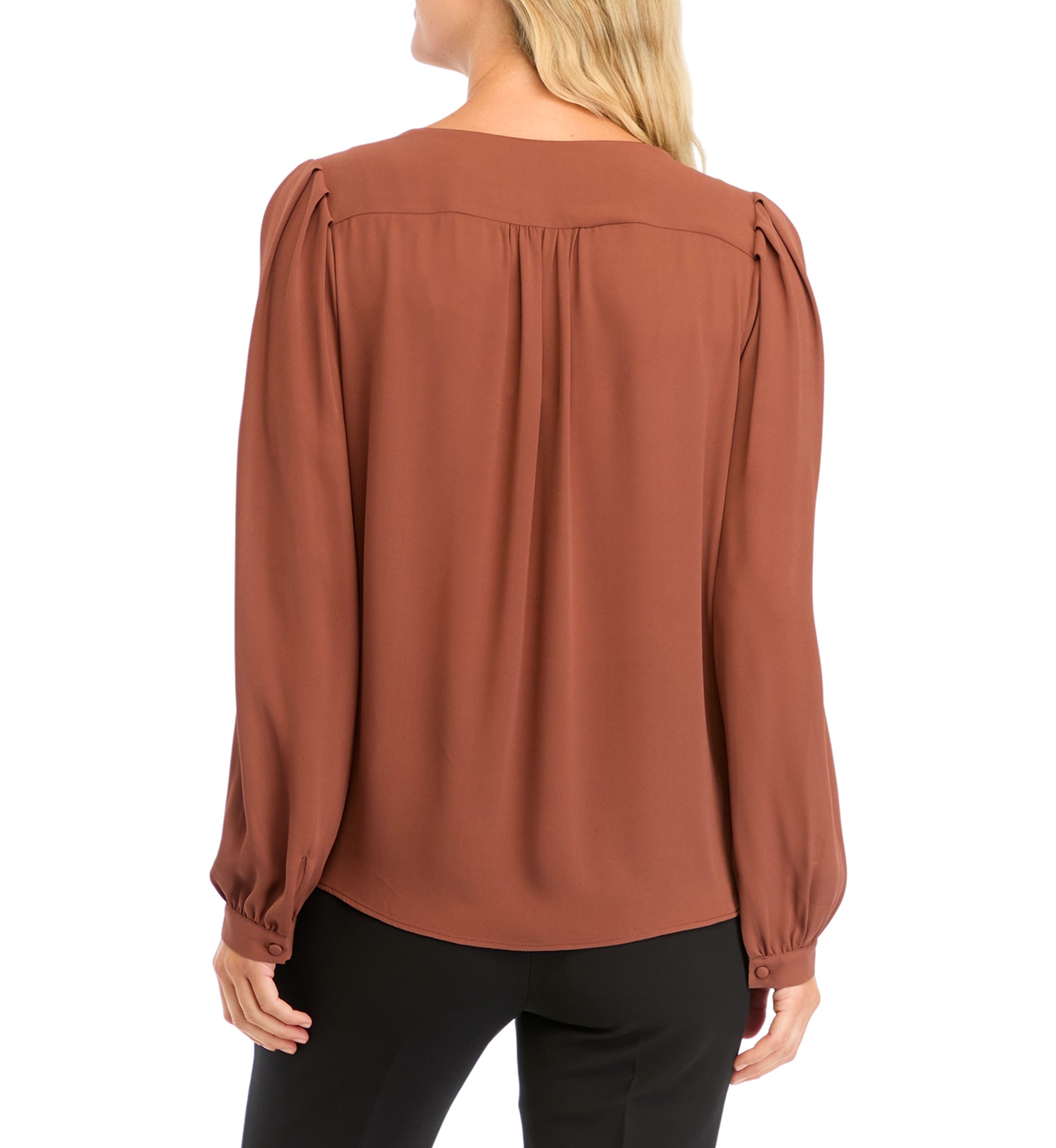 Womens Long Sleeve Button Front Blouse