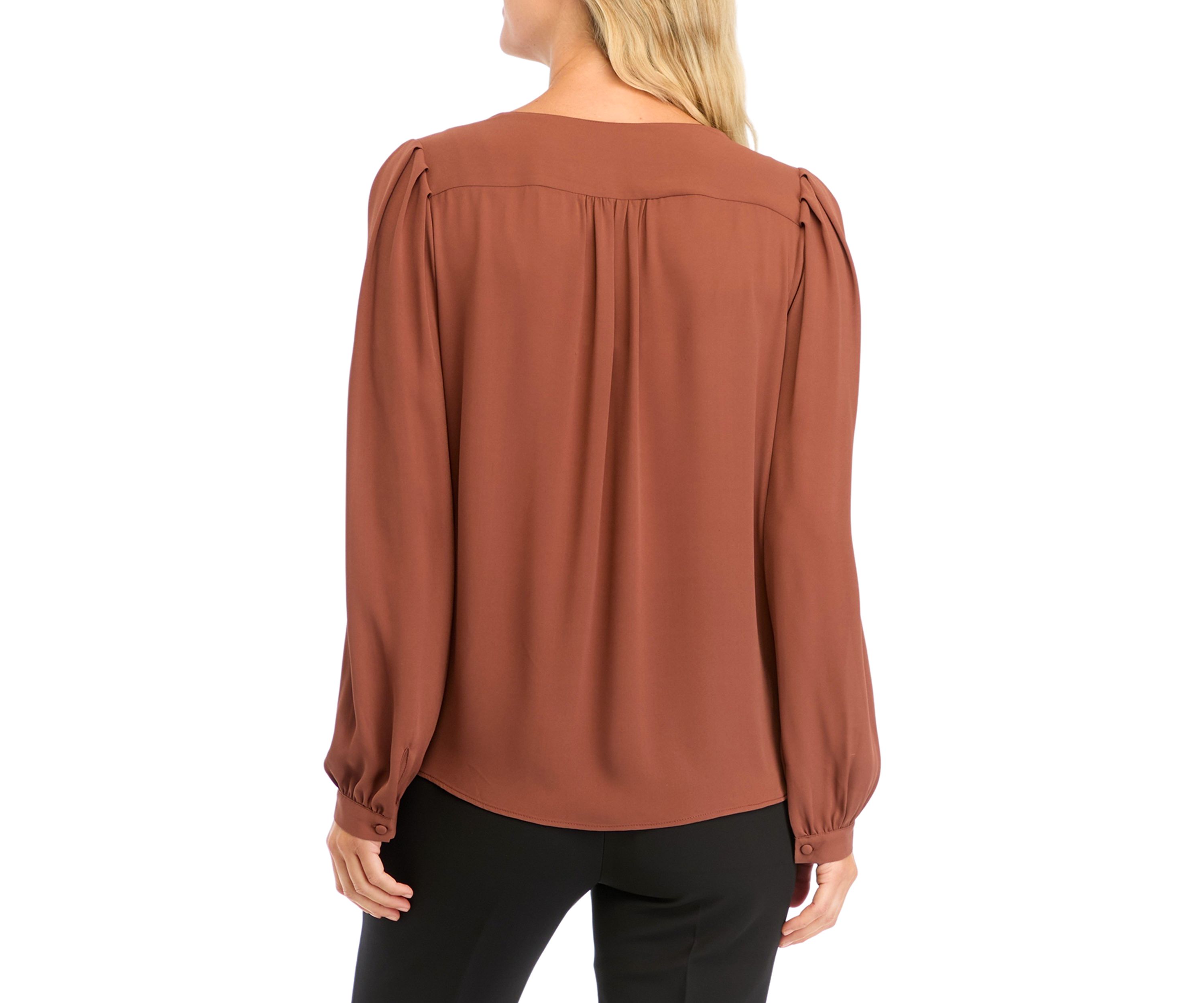 Womens Long Sleeve Button Front Blouse