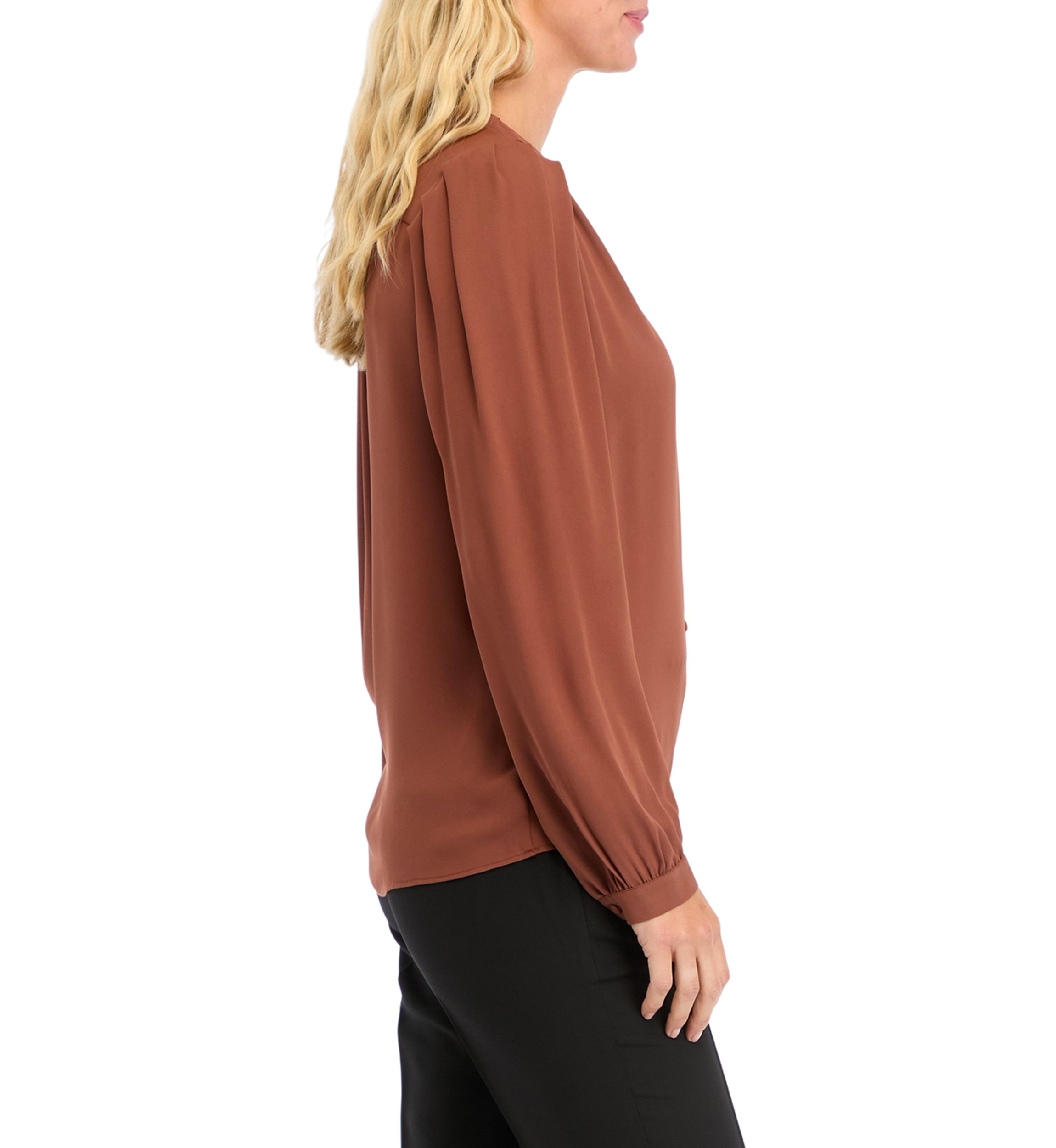 Womens Long Sleeve Button Front Blouse