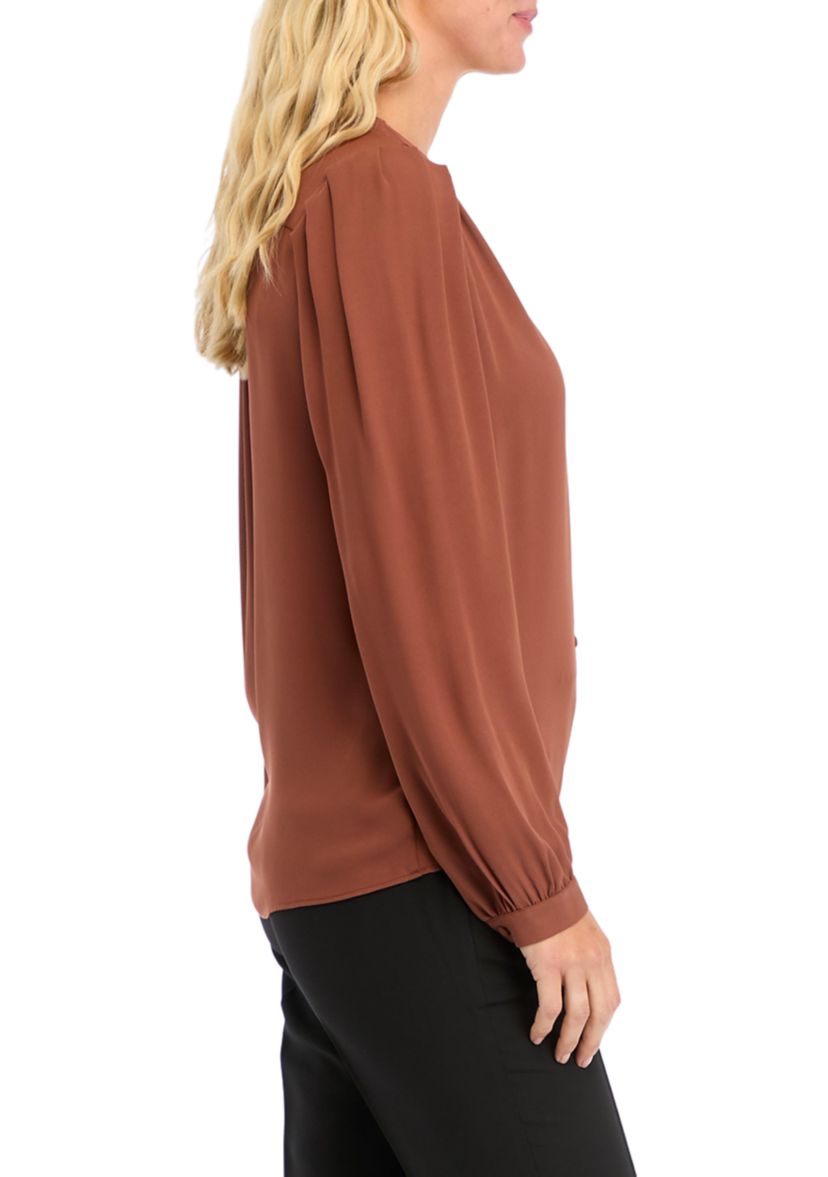 Womens Long Sleeve Button Front Blouse