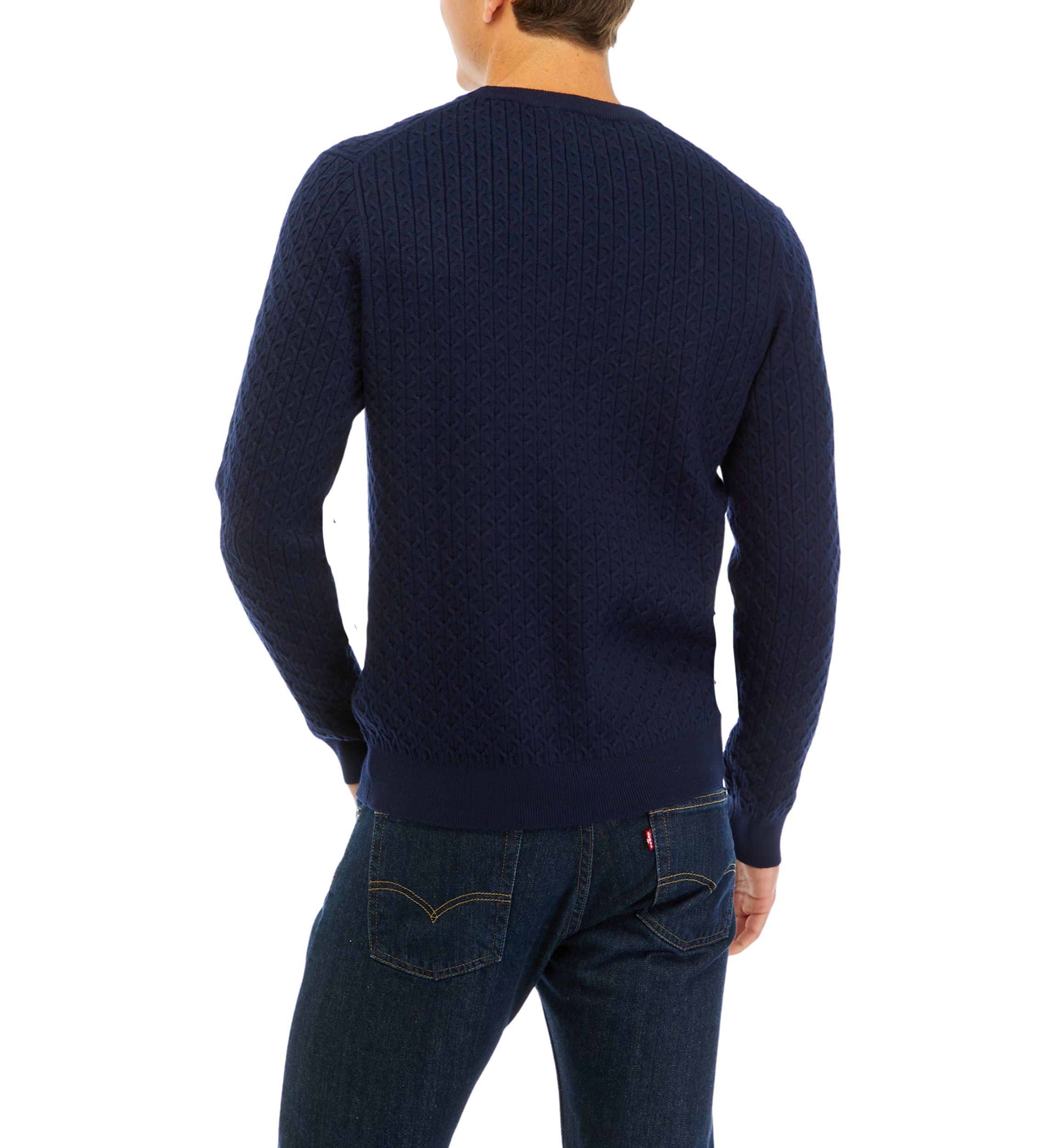 Mens Cable Knit Crew Neck Sweater