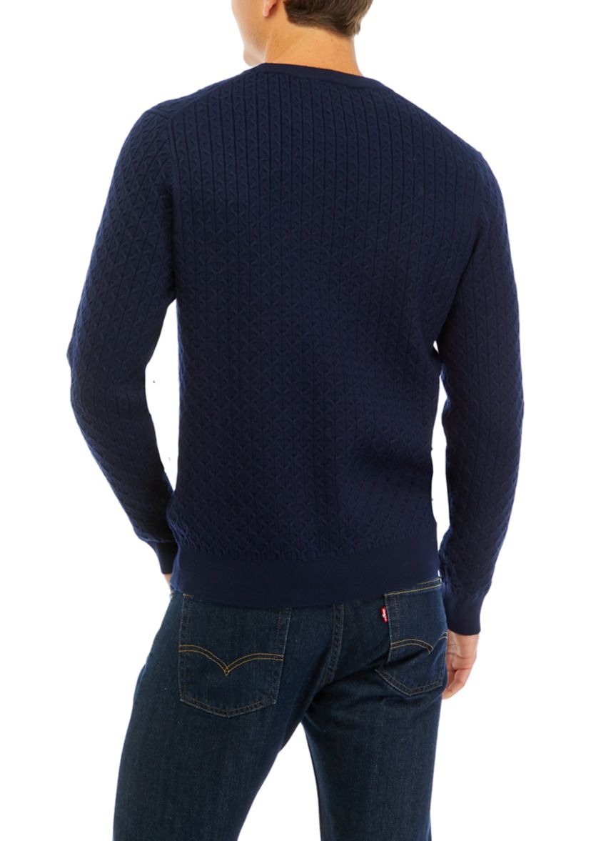 Mens Cable Knit Crew Neck Sweater