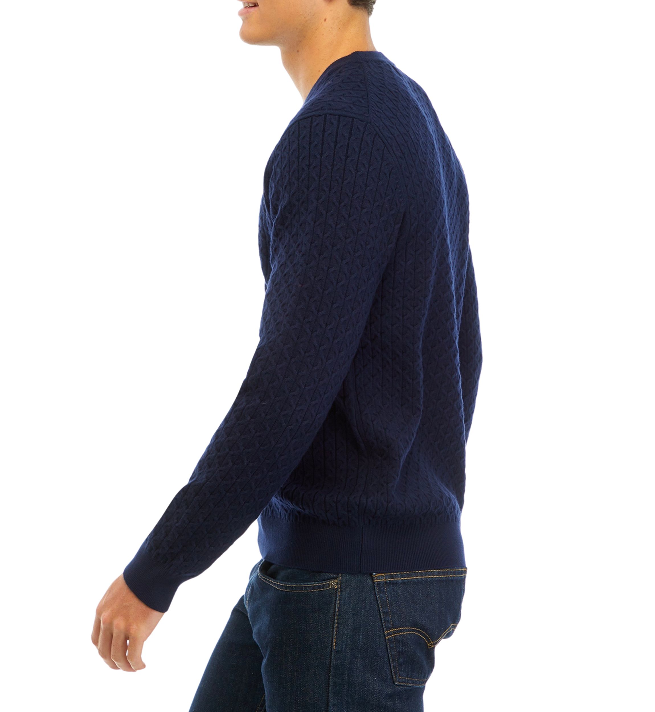 Mens Cable Knit Crew Neck Sweater