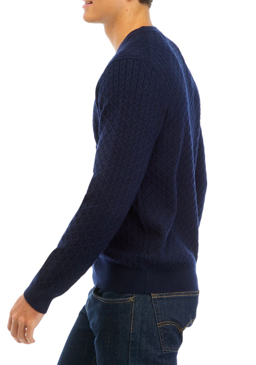 Mens Cable Knit Crew Neck Sweater