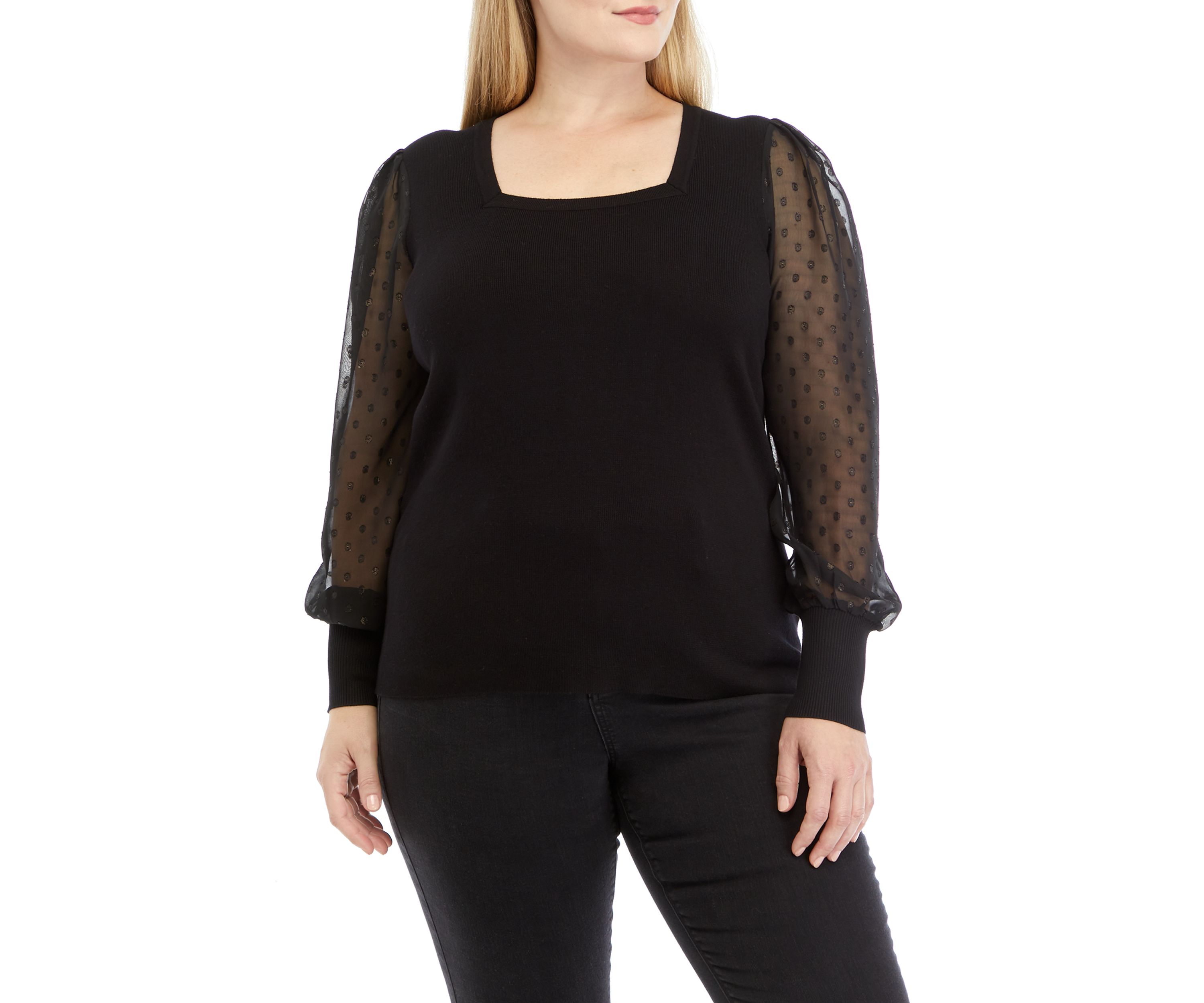 Plus Size Metallic Dot Sleeve Blouse