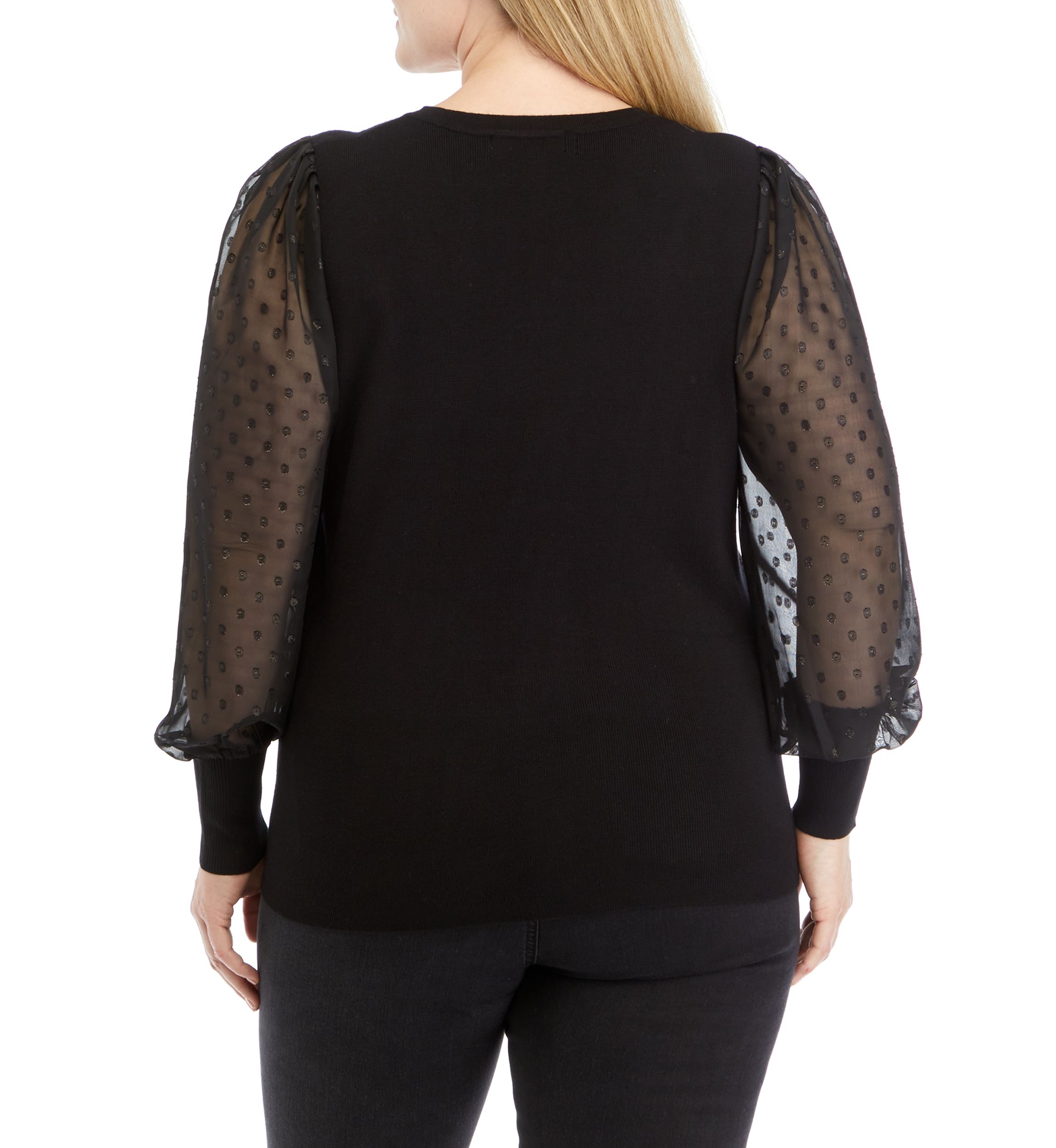 Plus Size Metallic Dot Sleeve Blouse