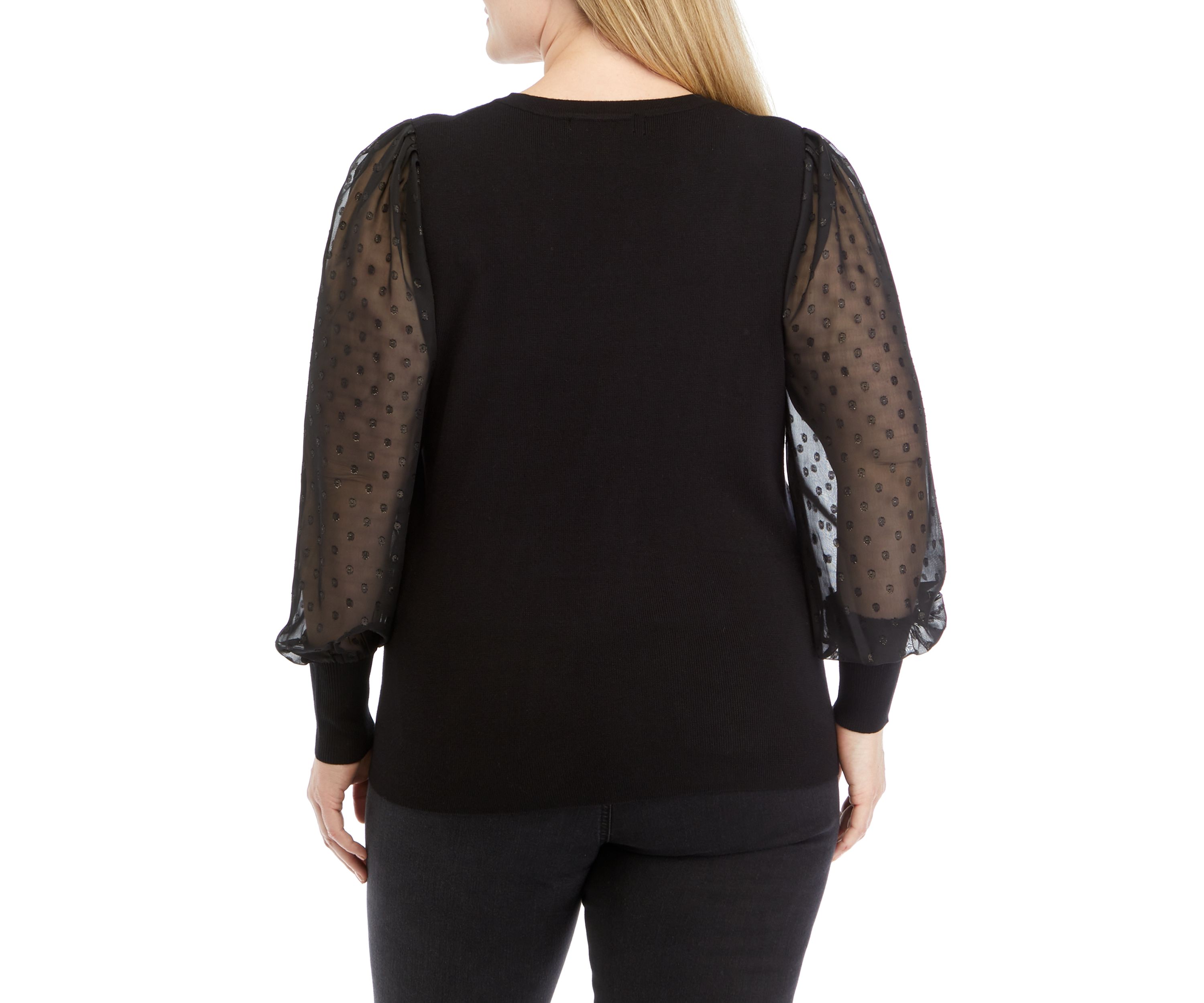 Plus Size Metallic Dot Sleeve Blouse