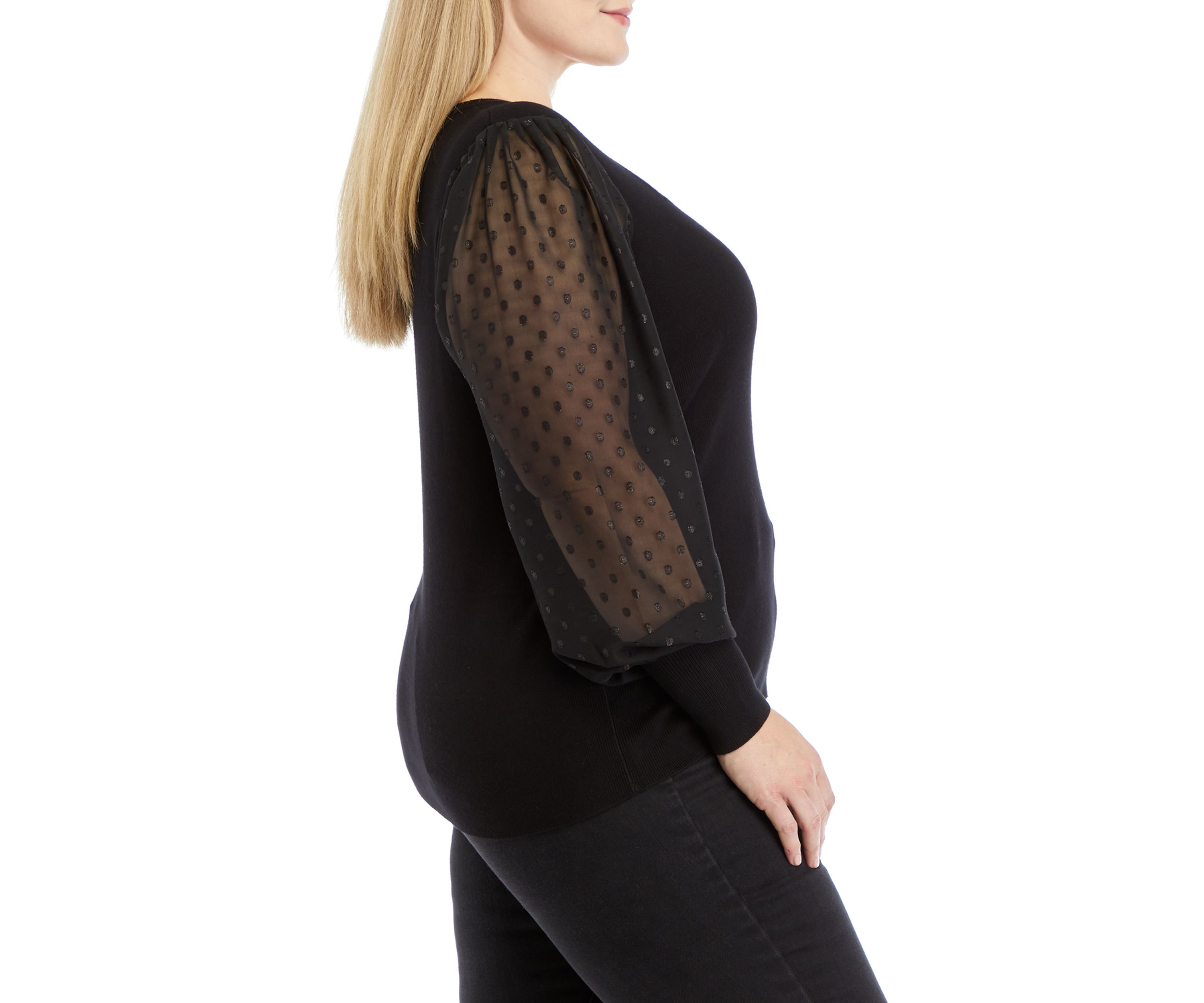 Plus Size Metallic Dot Sleeve Blouse