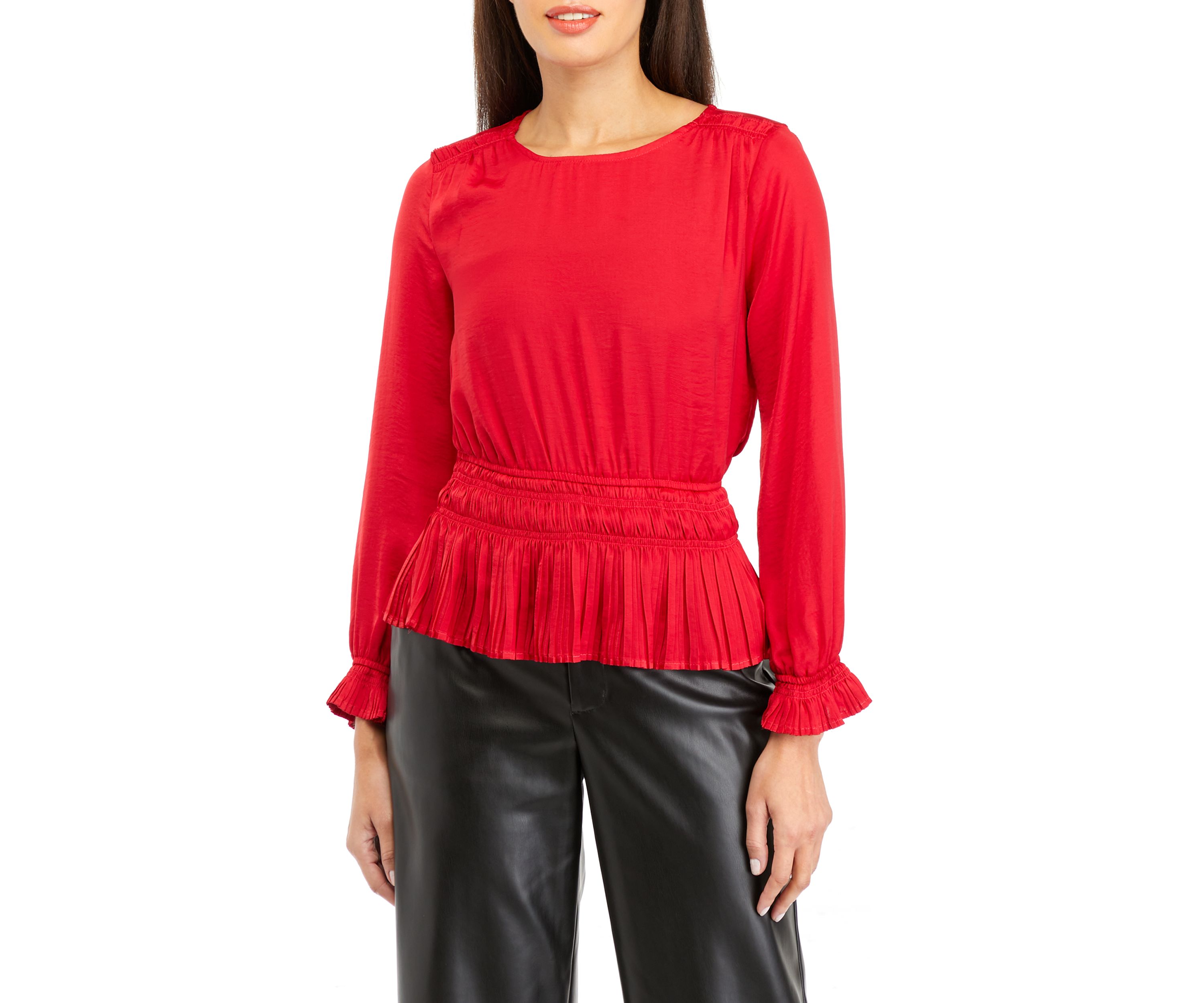 Womens Solid Peplum Airflow Blouse